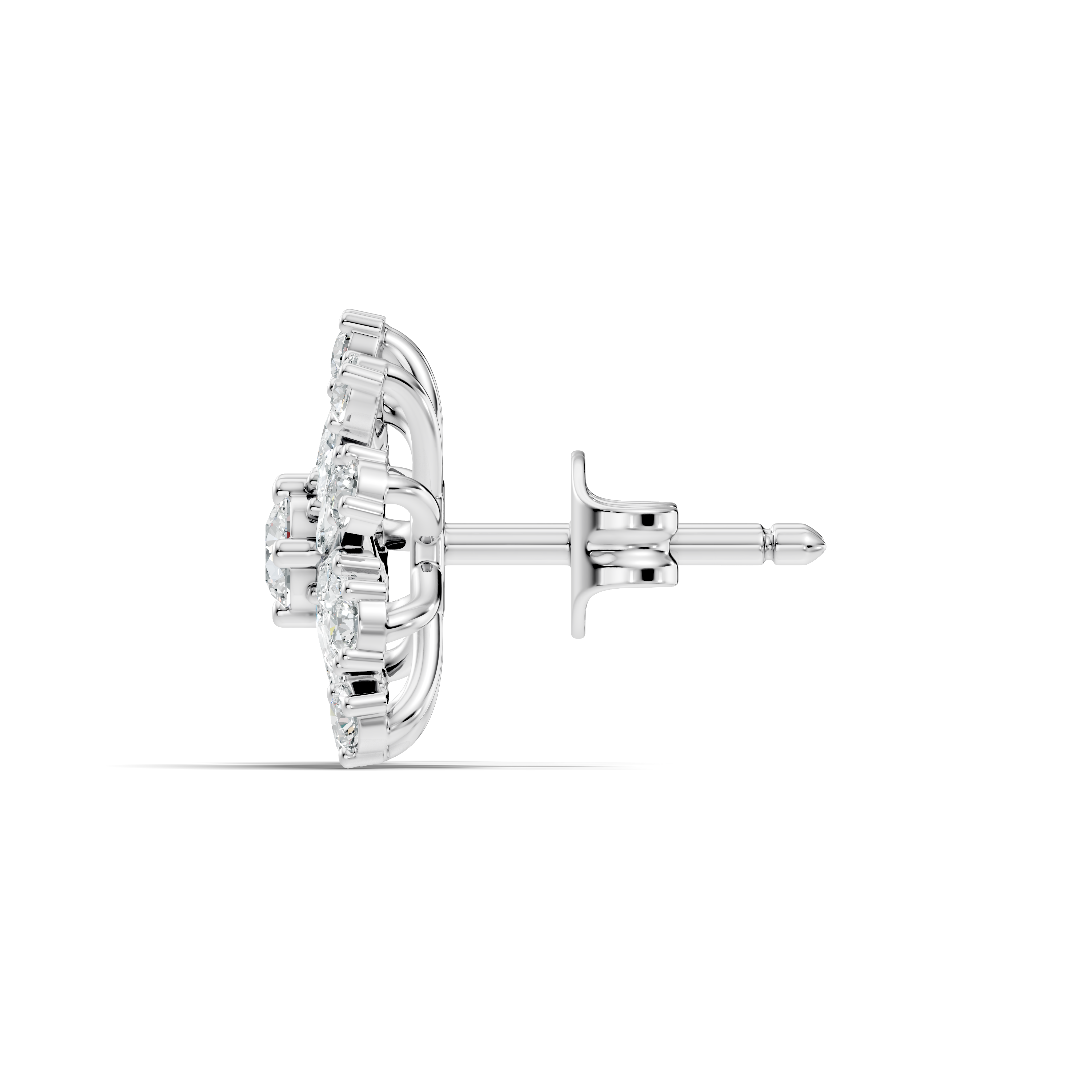 Marquise & Round Diamond Snowflake Floral Cluster Stud