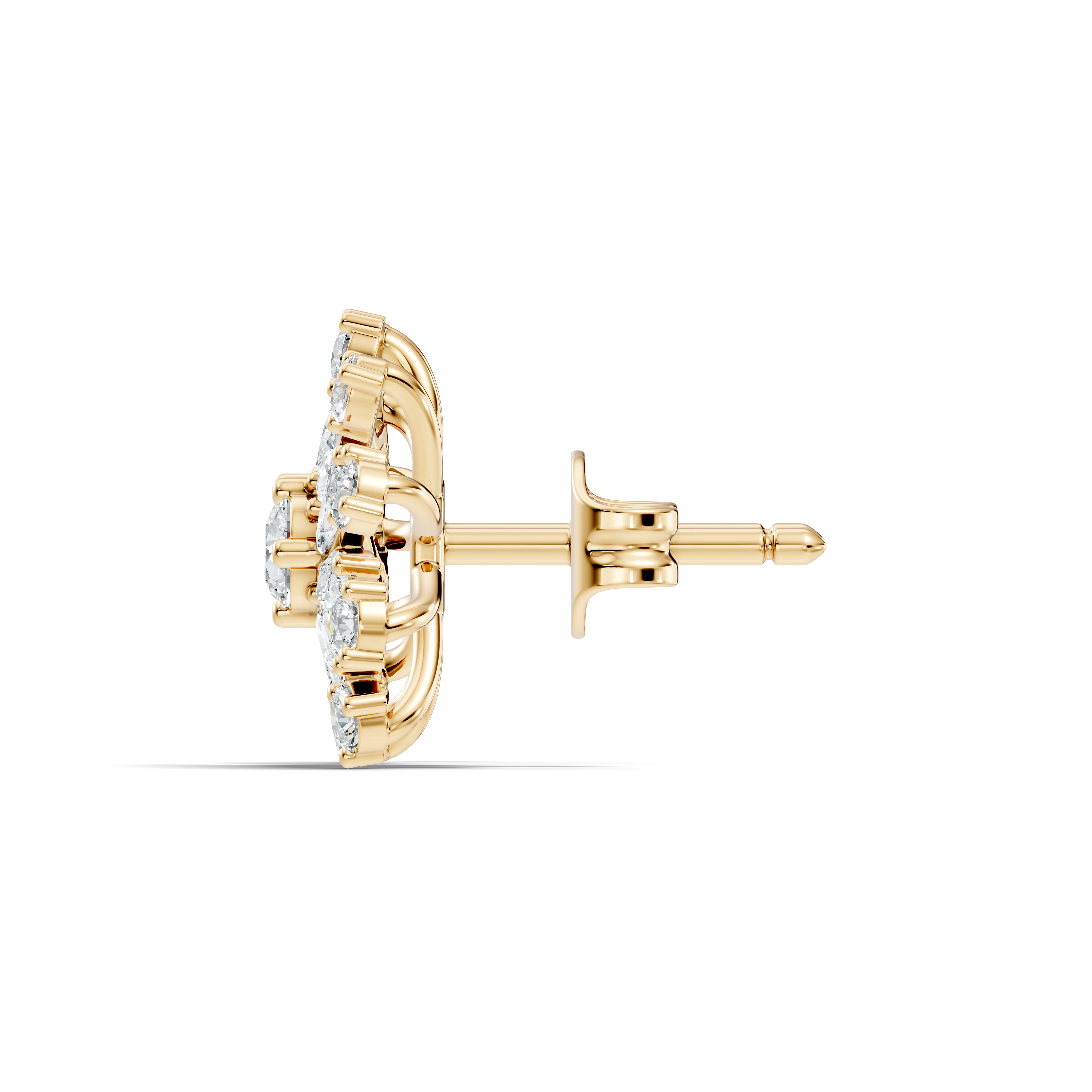 Marquise & Round Diamond Snowflake Floral Cluster Stud