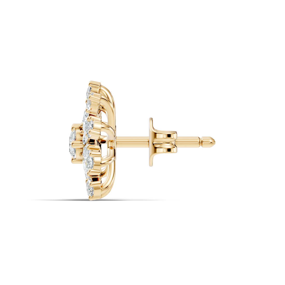 Marquise & Round Diamond Snowflake Floral Cluster Stud