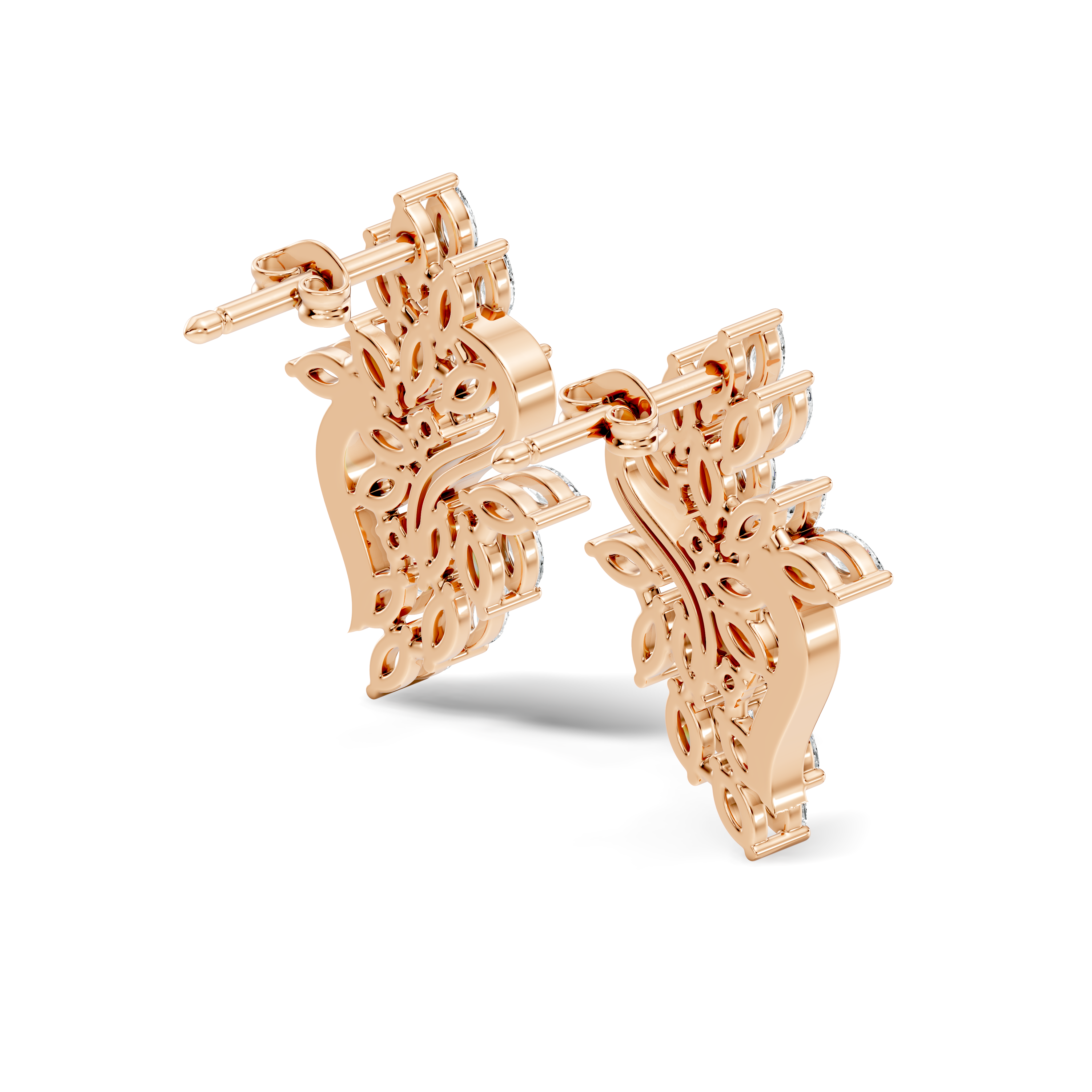 Marquise & Round Diamond Swirl Earrings