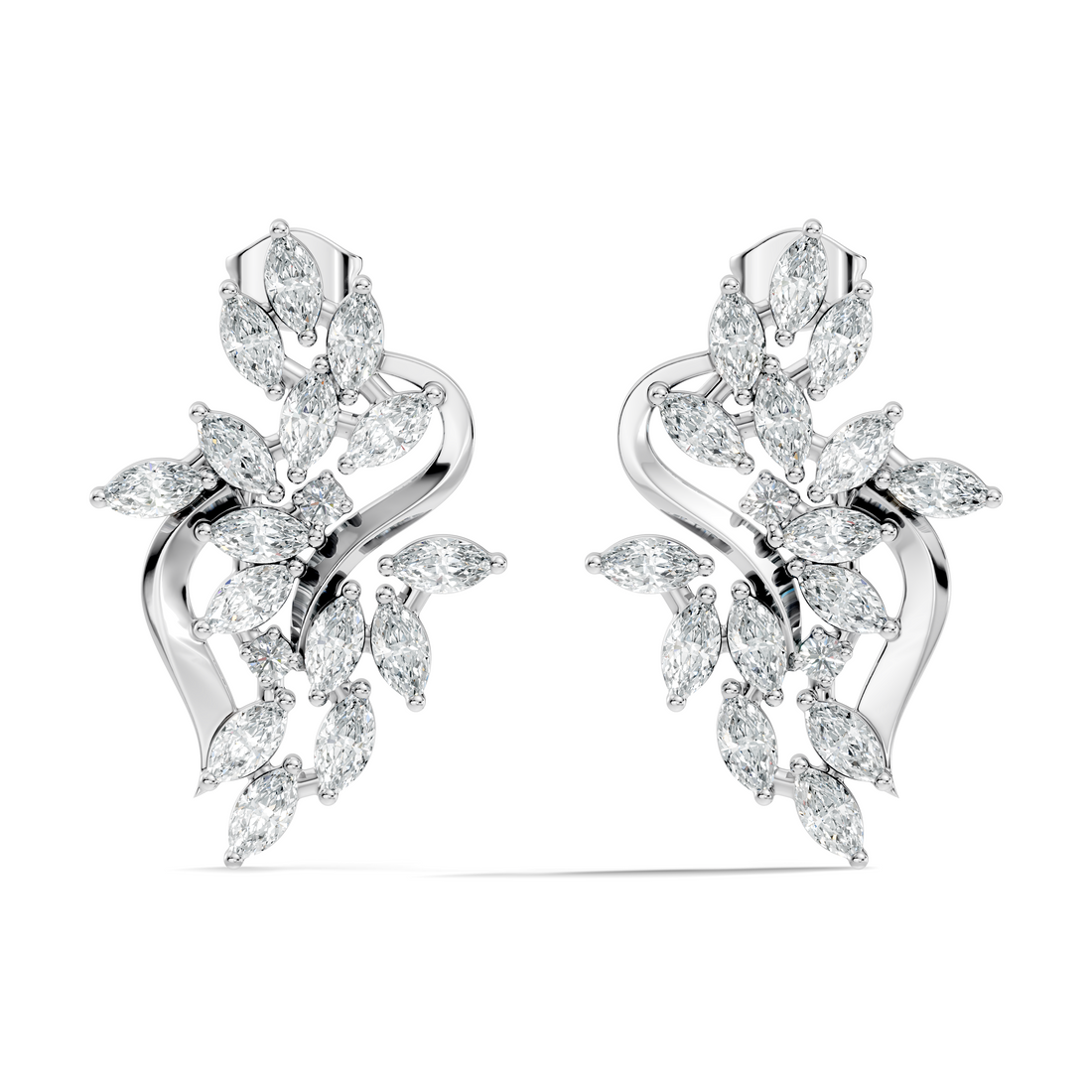 Marquise & Round Diamond Swirl Earrings