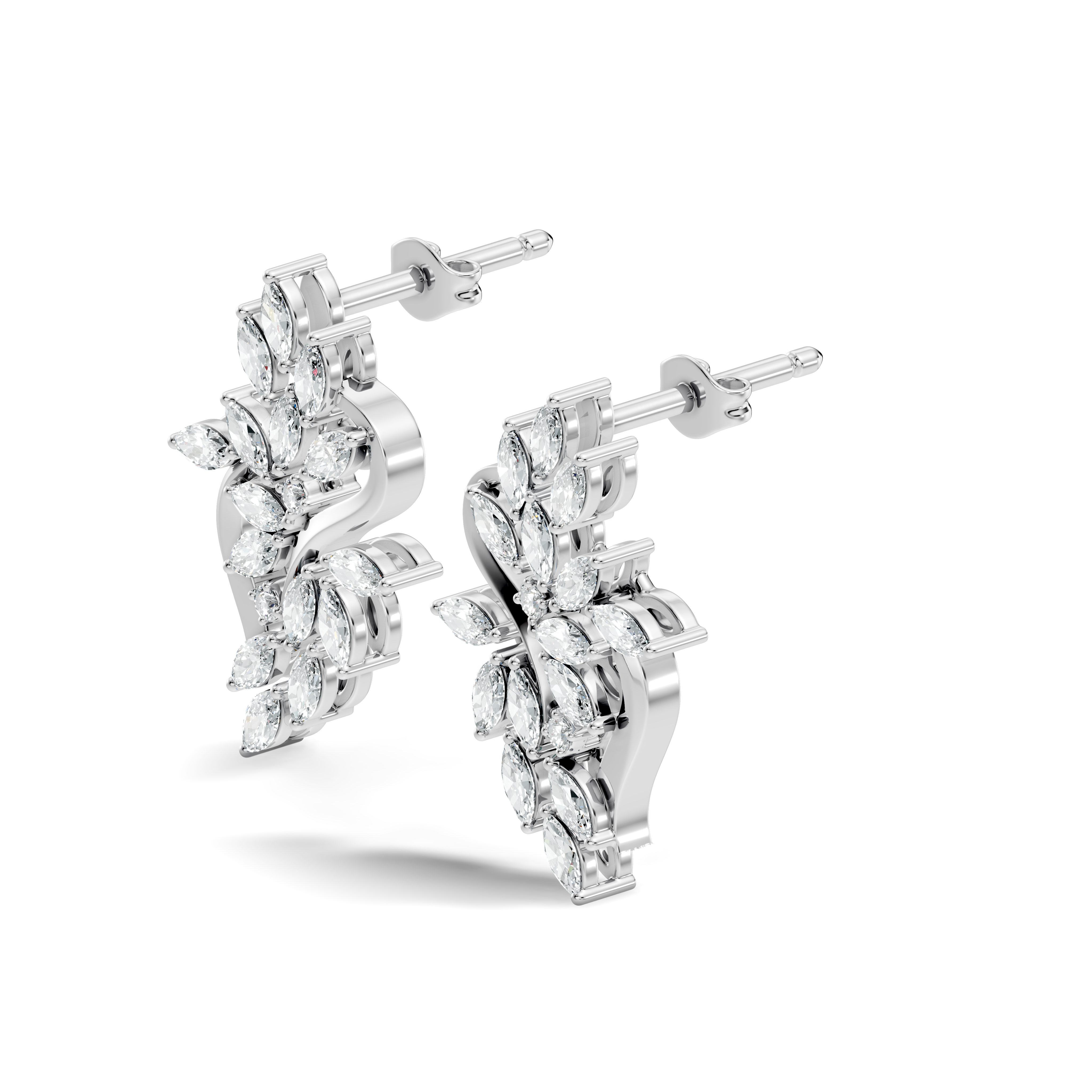 Marquise & Round Diamond Swirl Earrings