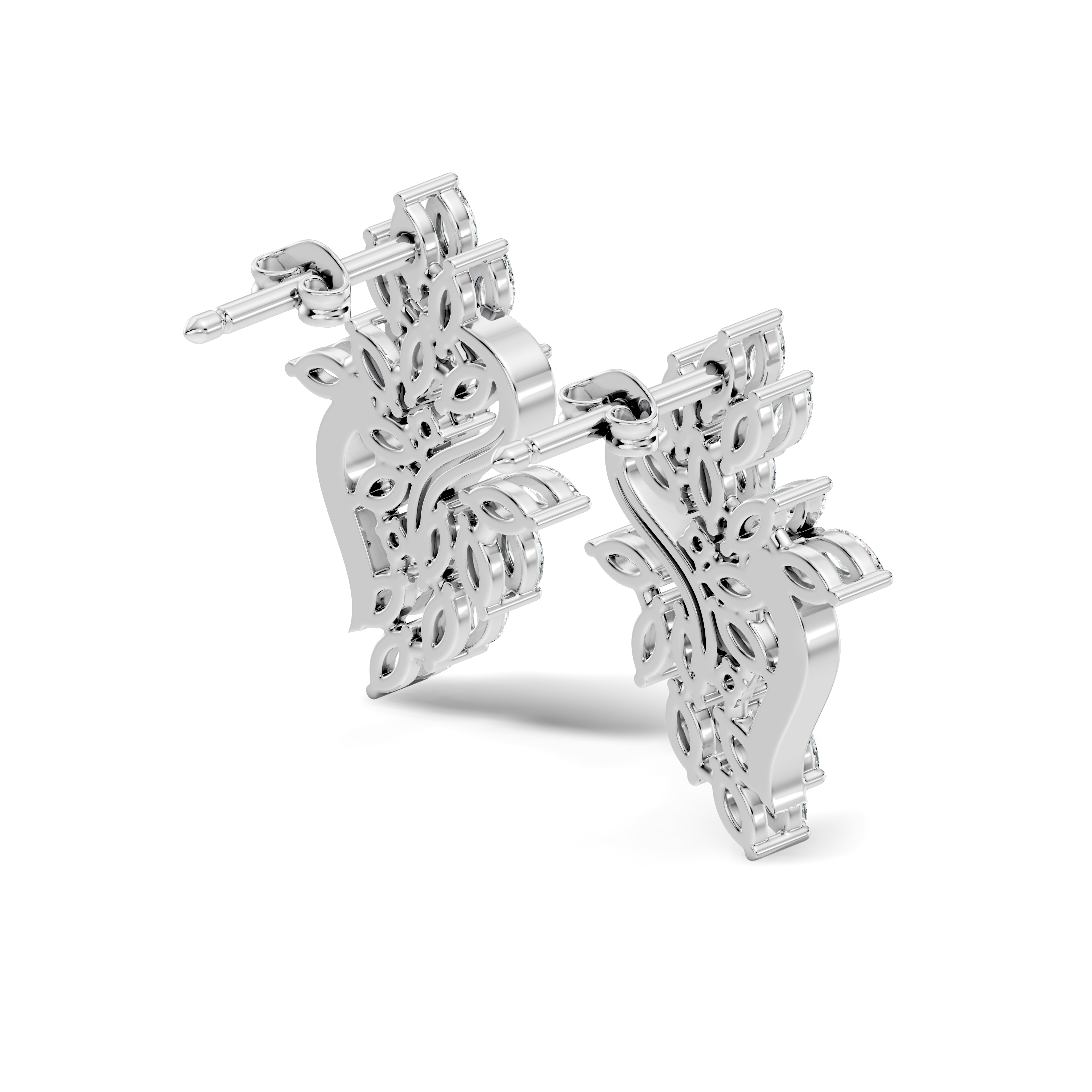 Marquise & Round Diamond Swirl Earrings