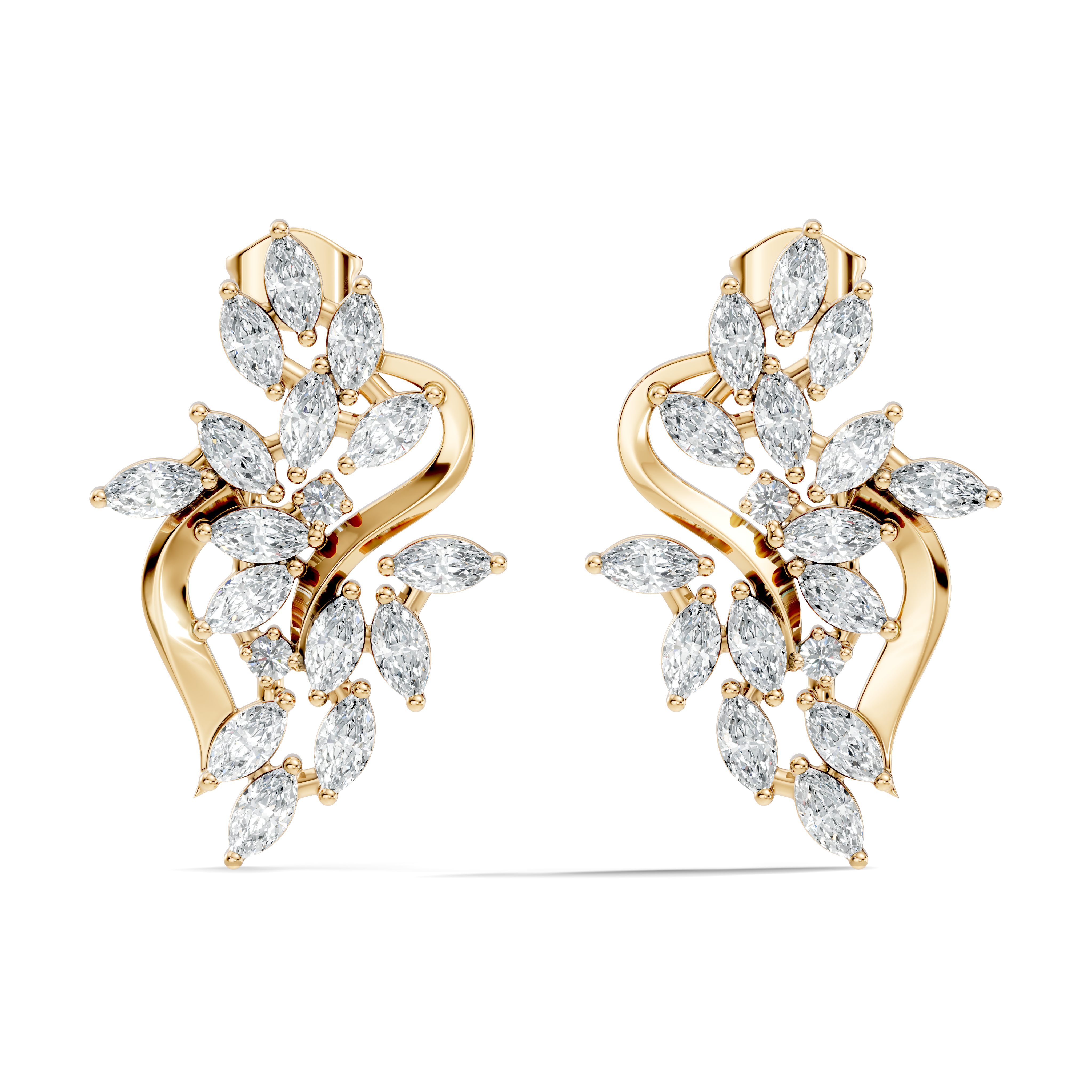Marquise & Round Diamond Swirl Earrings