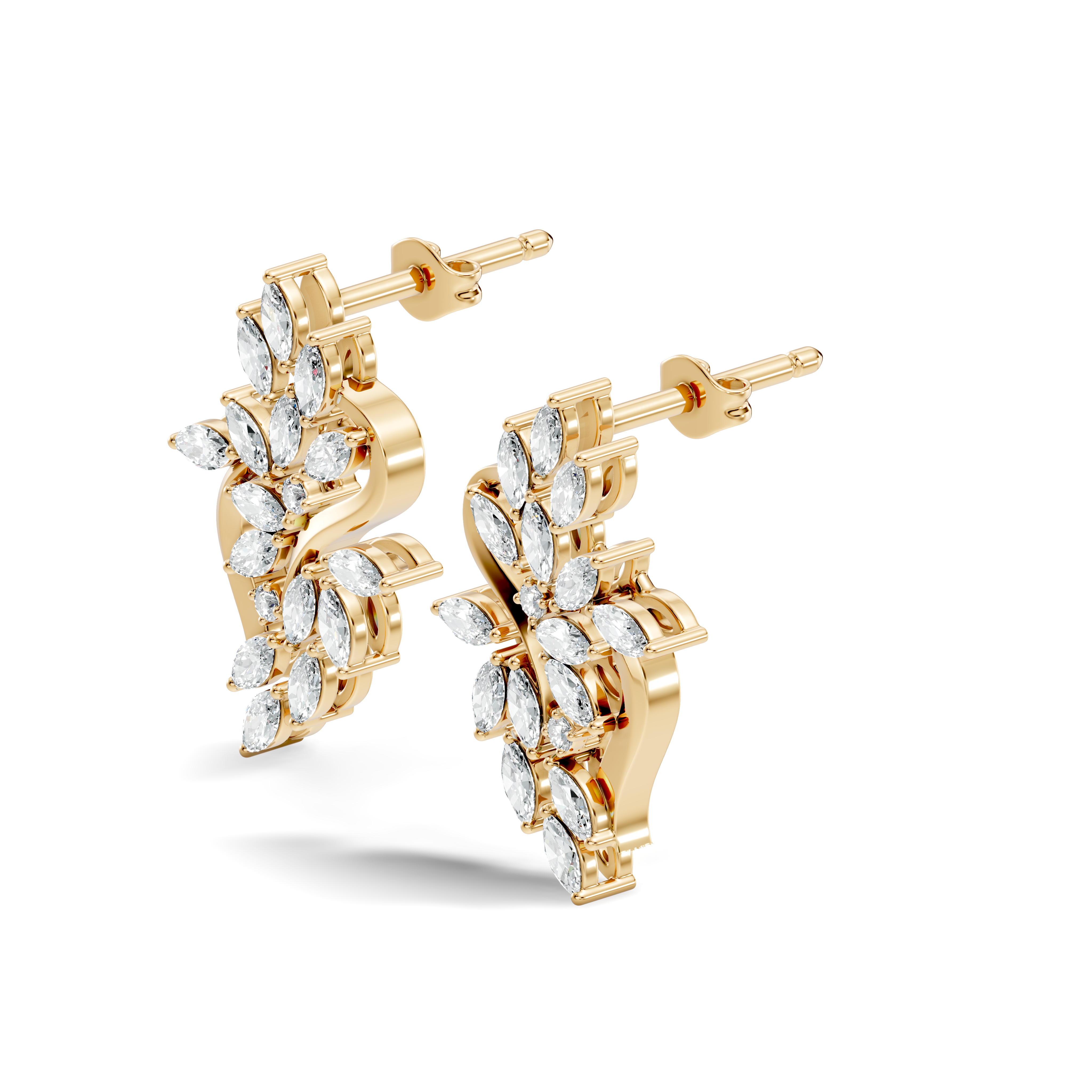 Marquise & Round Diamond Swirl Earrings