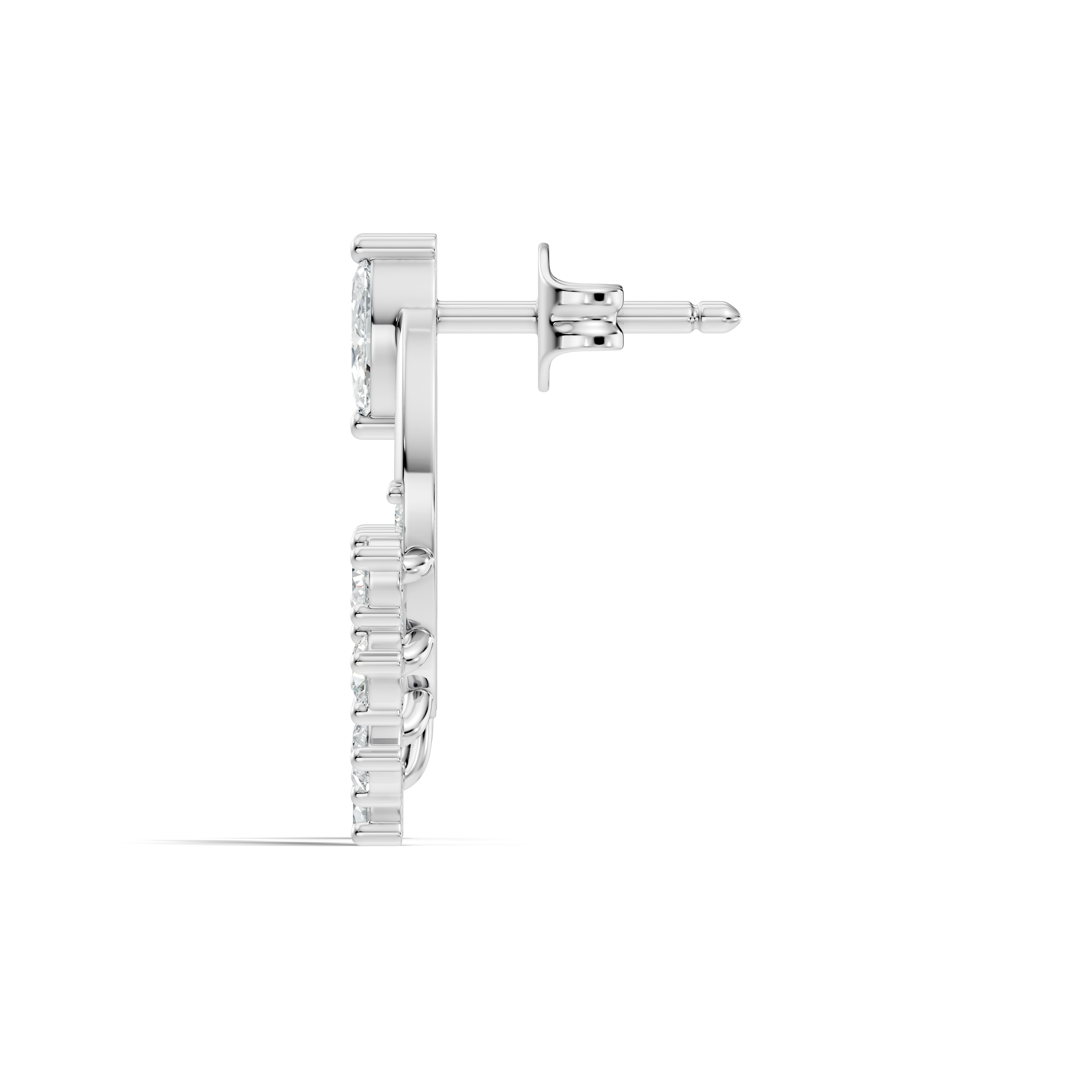 Marquise & Round Diamond Oval Sunburst Fringe Stud