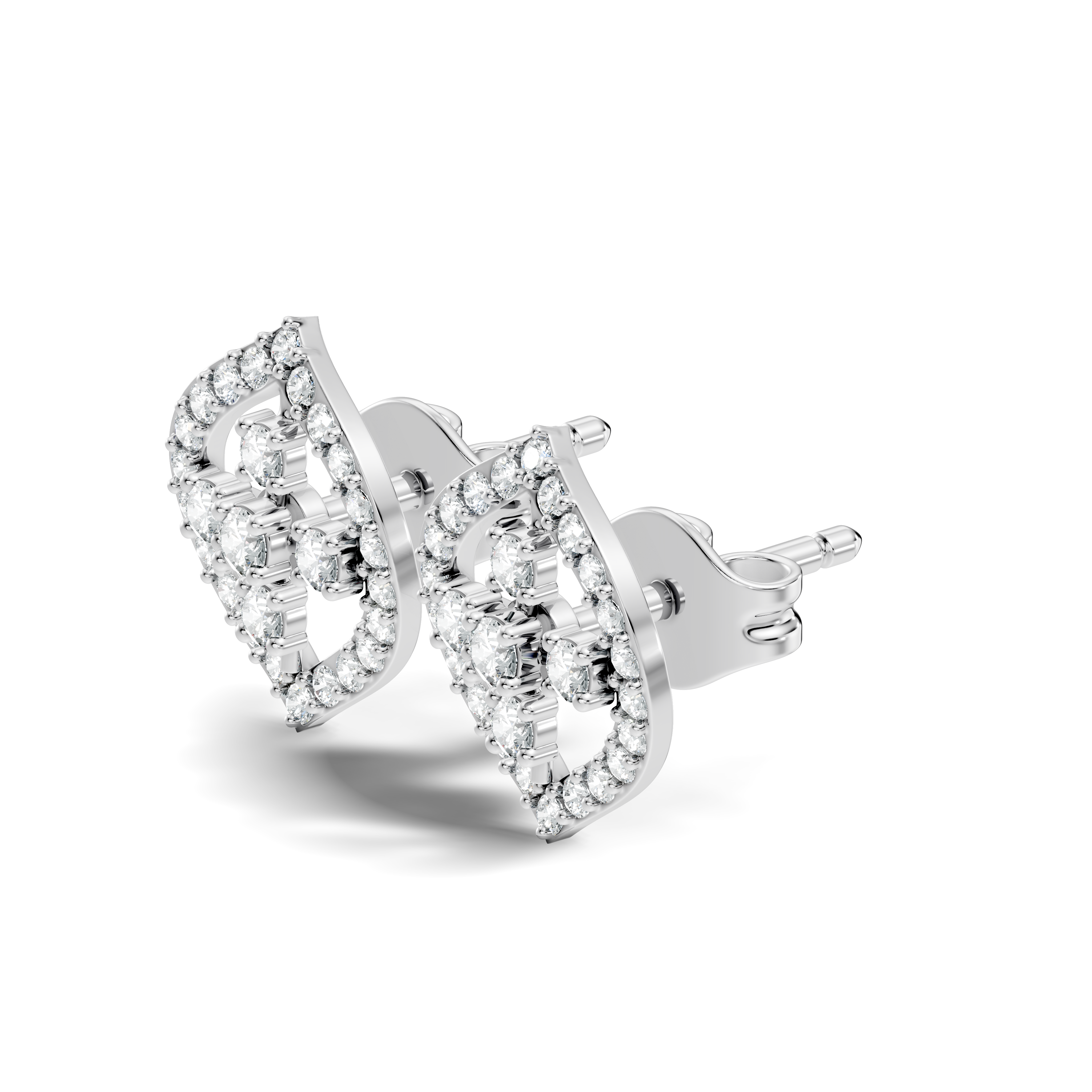 Round Diamond Marquise Openwork Cluster Stud