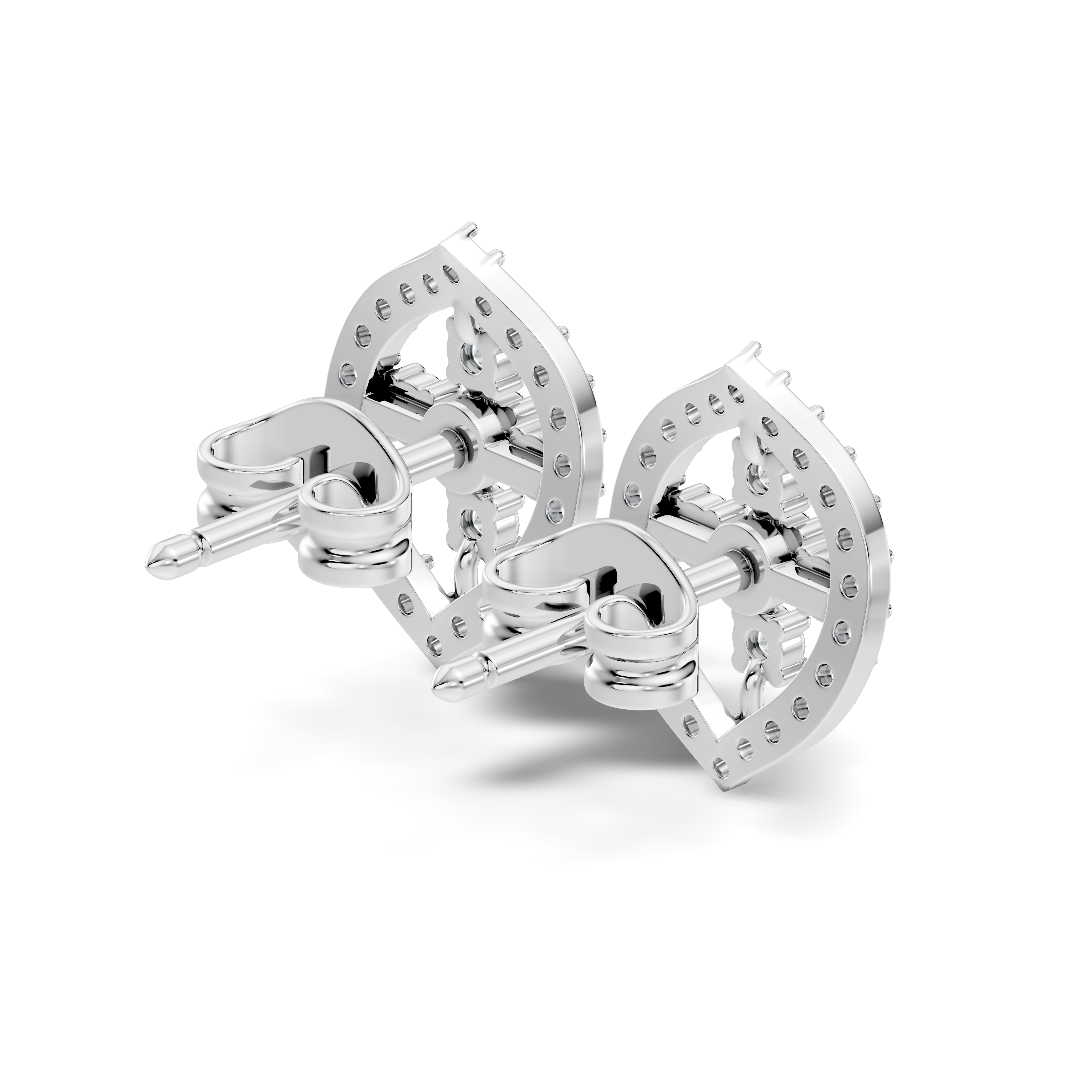 Round Diamond Marquise Openwork Cluster Stud