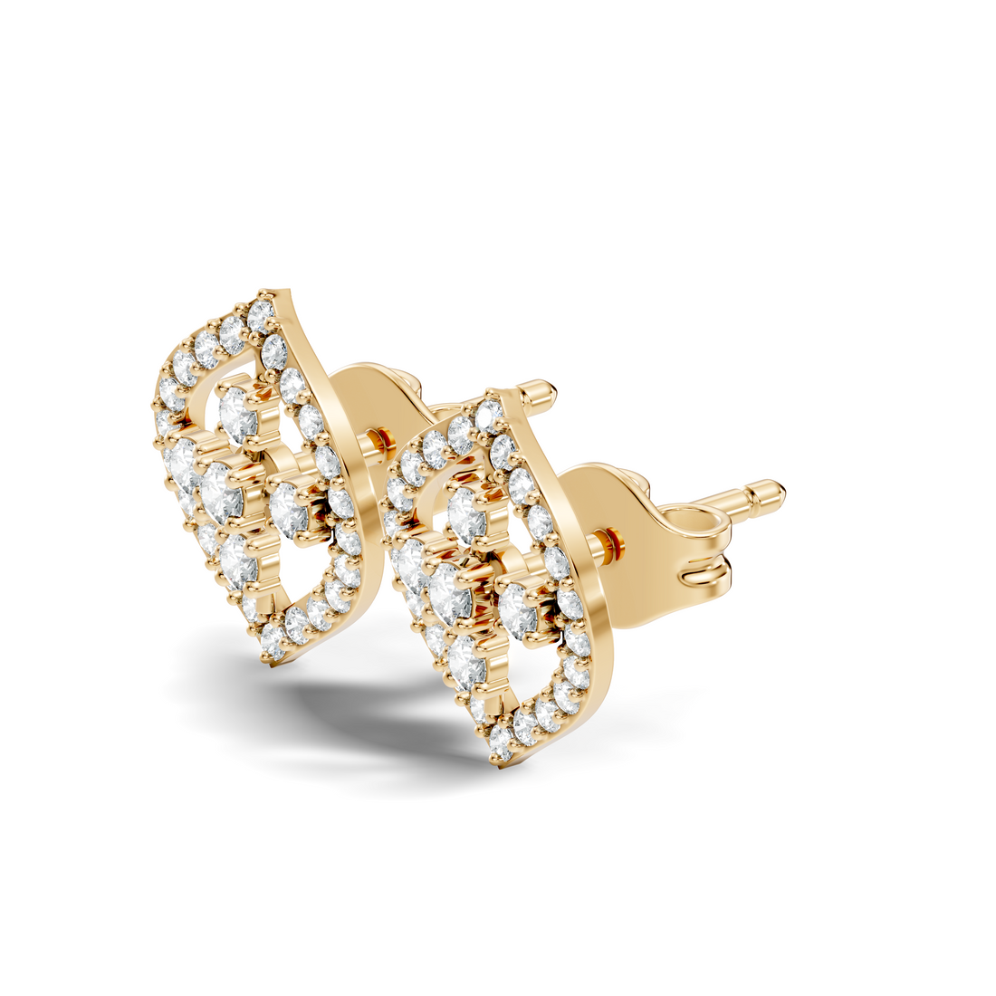 Round Diamond Marquise Openwork Cluster Stud