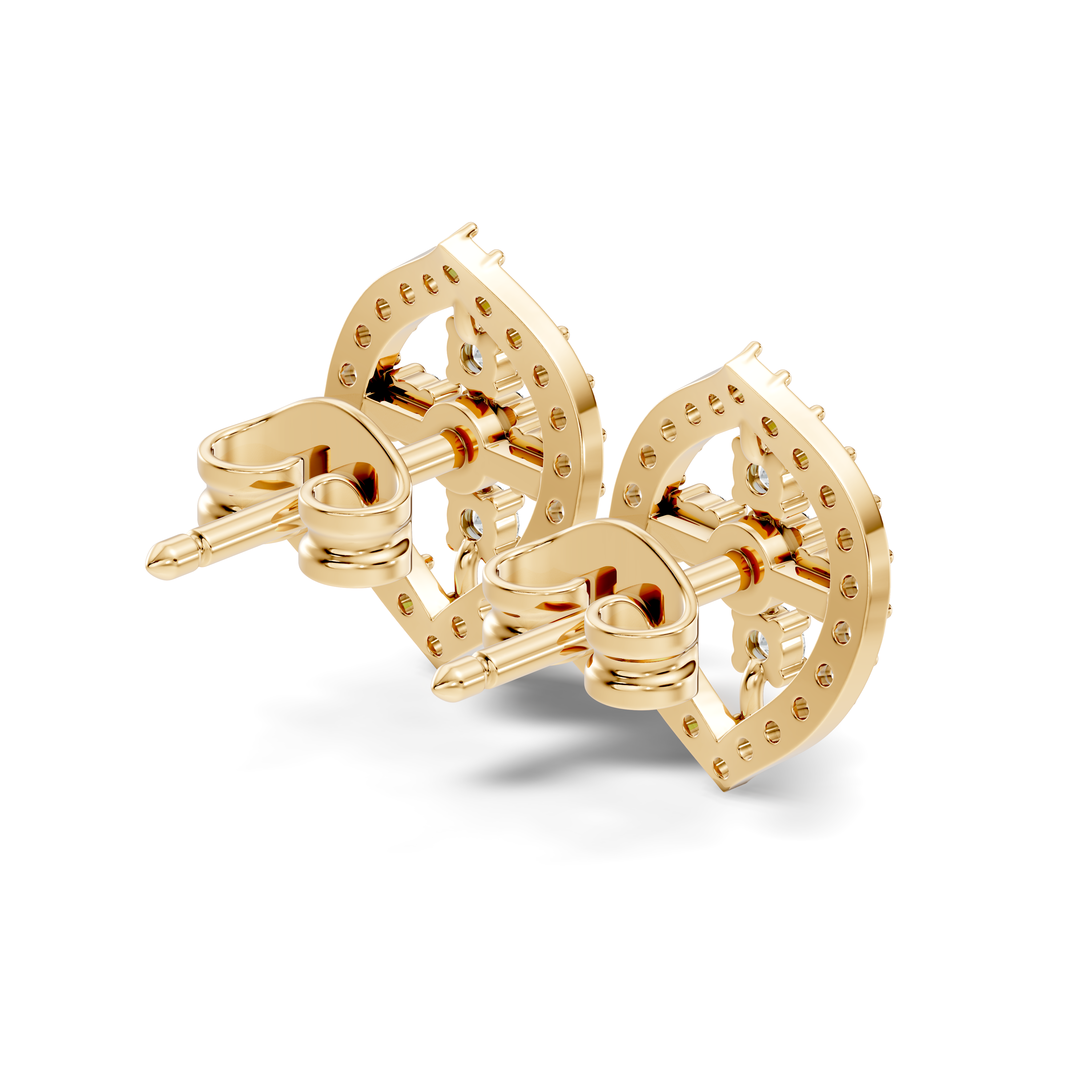 Round Diamond Marquise Openwork Cluster Stud
