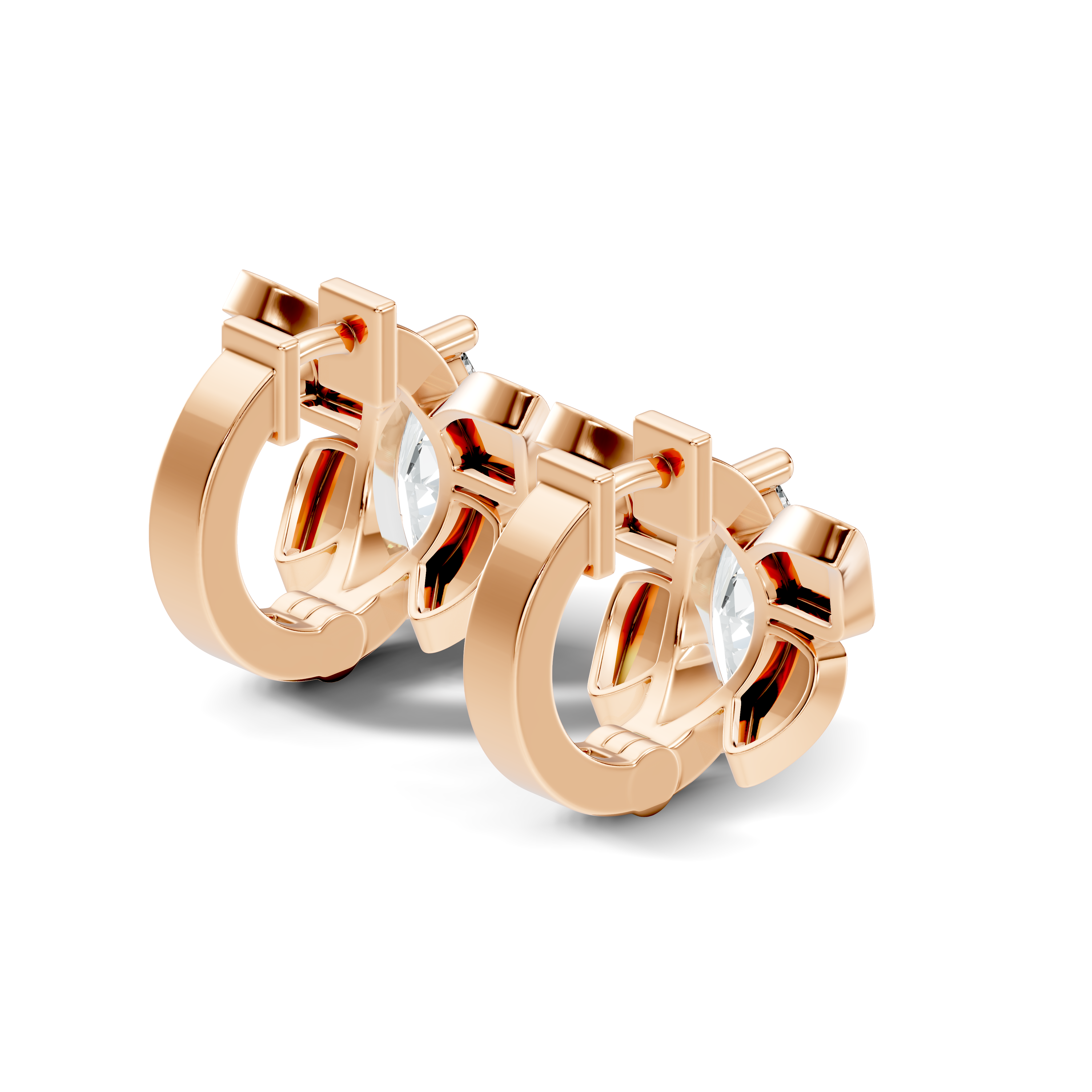 Marquise Diamond Butterfly Solitaire Huggie Hoop Earrings