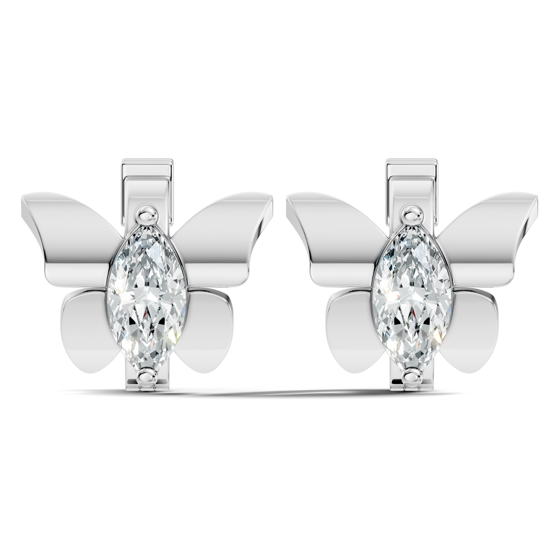 Marquise Diamond Butterfly Solitaire Huggie Hoop Earrings