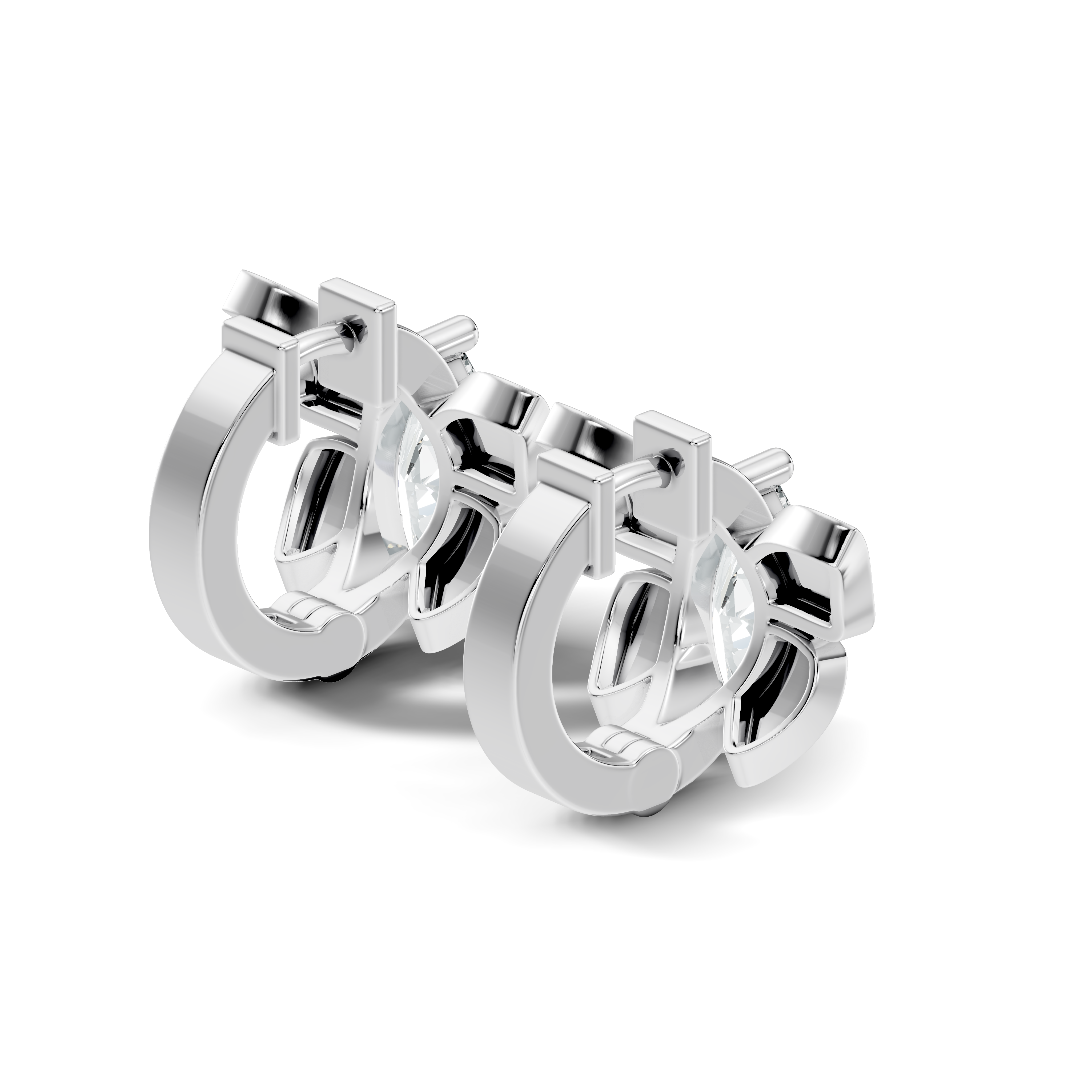 Marquise Diamond Butterfly Solitaire Huggie Hoop Earrings