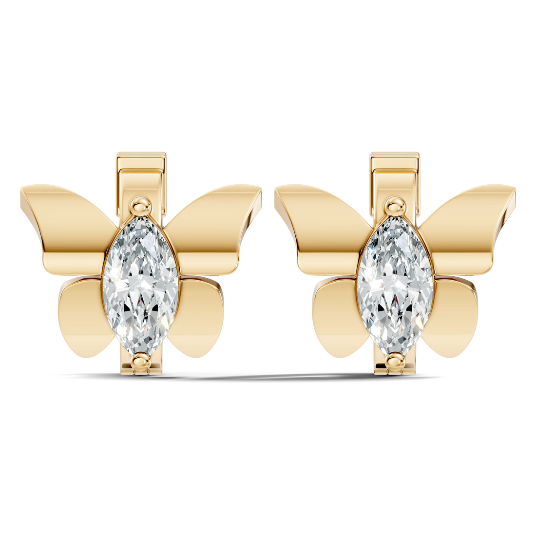 Marquise Diamond Butterfly Solitaire Huggie Hoop Earrings
