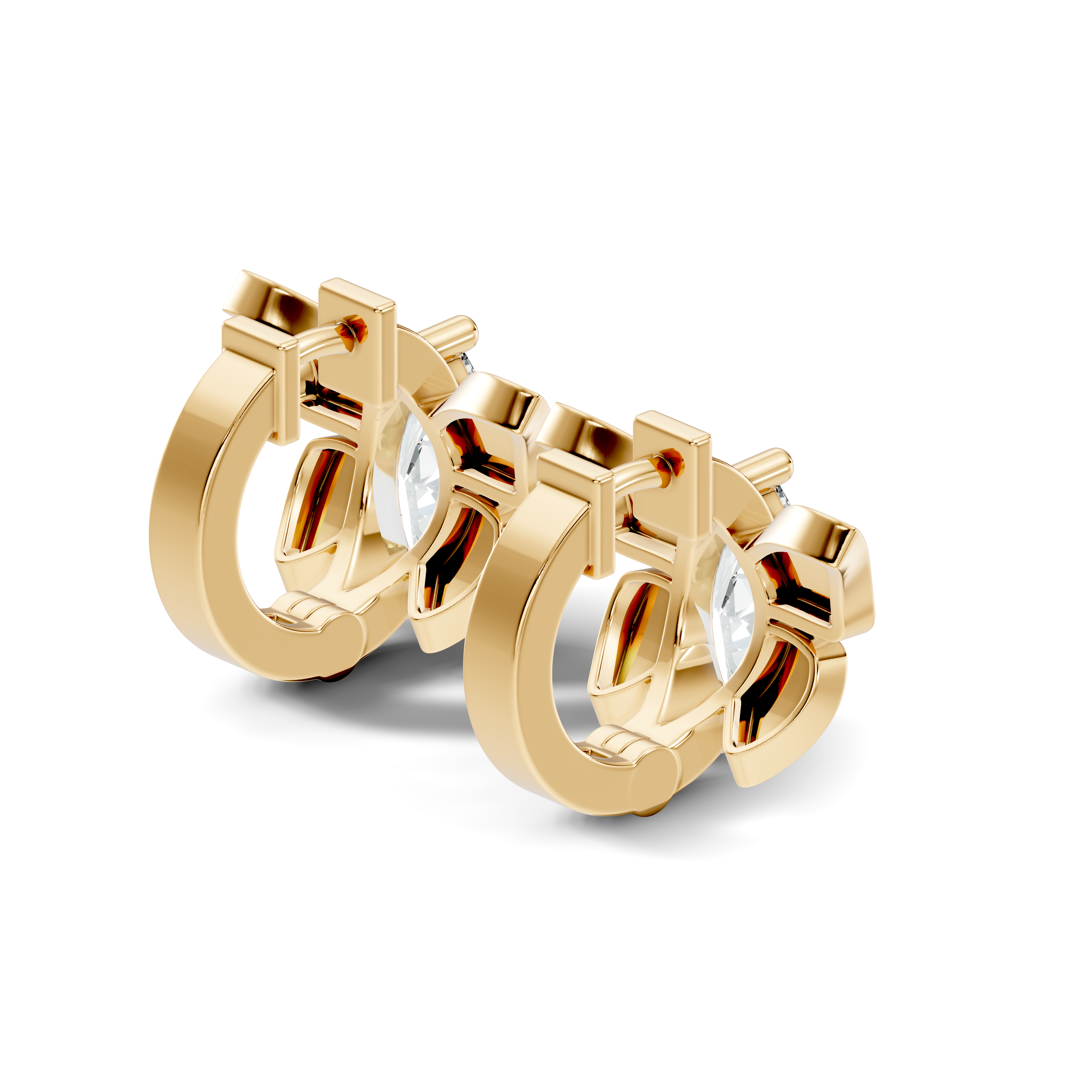 Marquise Diamond Butterfly Solitaire Huggie Hoop Earrings