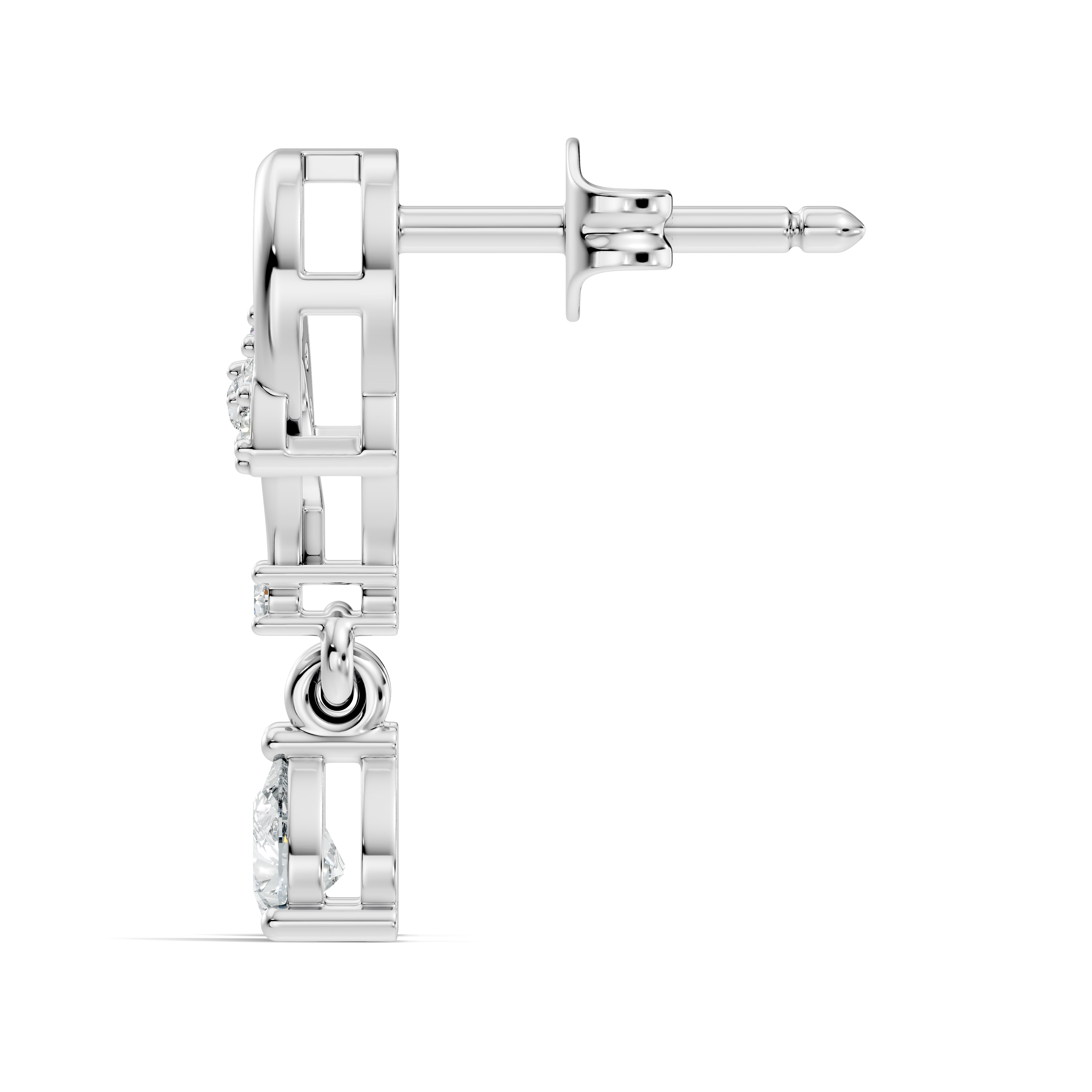 Pear & Round Diamond Swirl Drop Stud