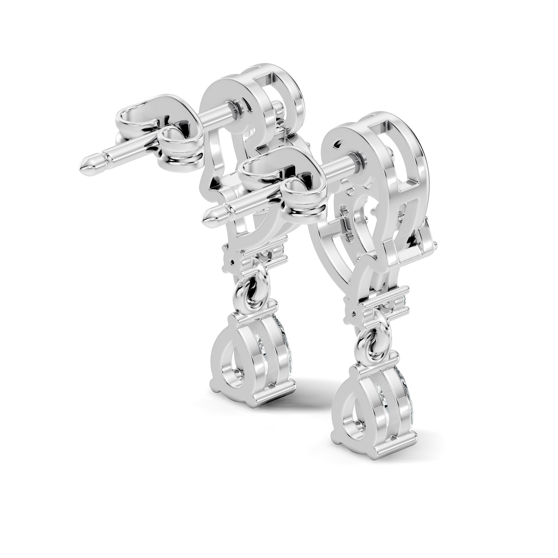 Pear & Round Diamond Swirl Drop Stud