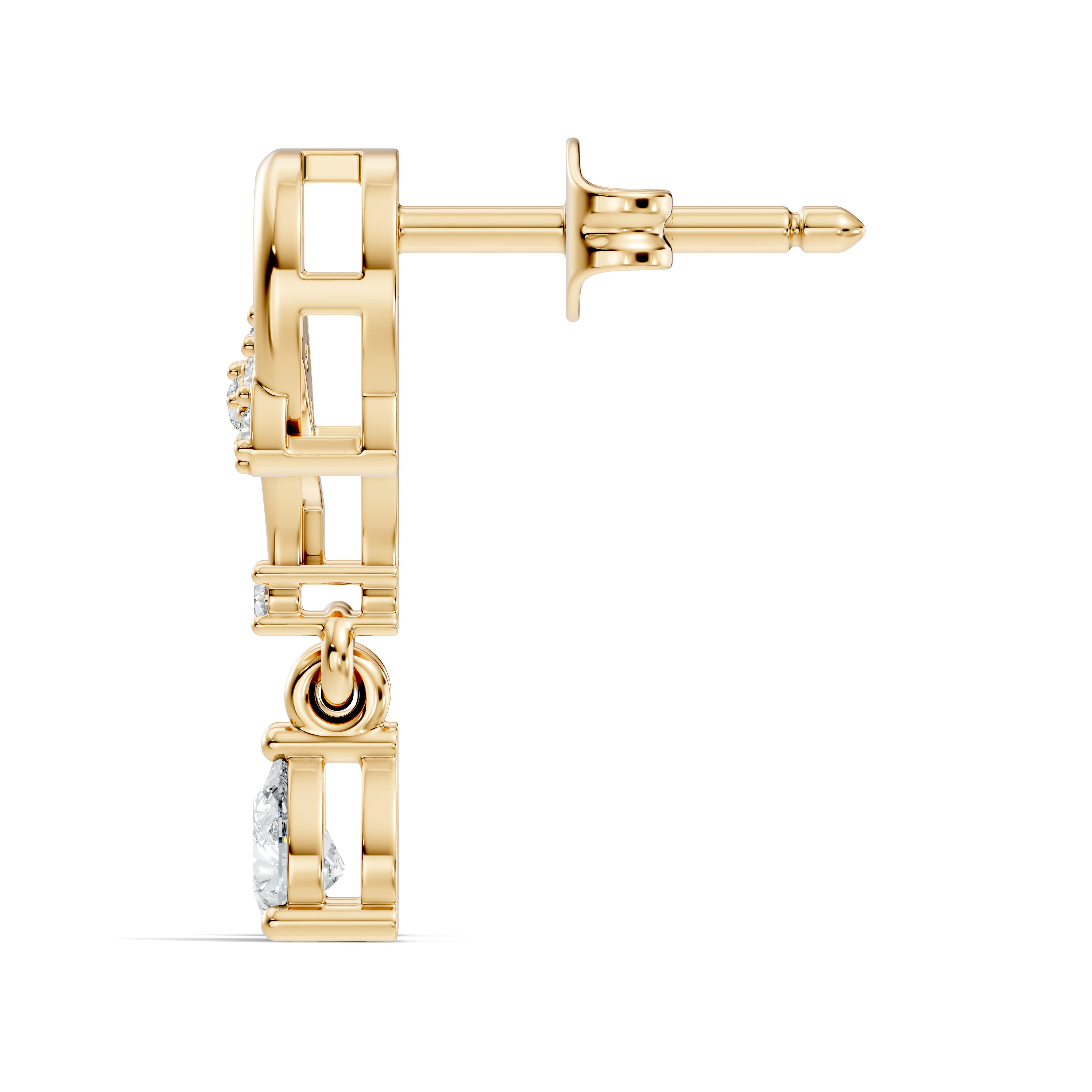 Pear & Round Diamond Swirl Drop Stud