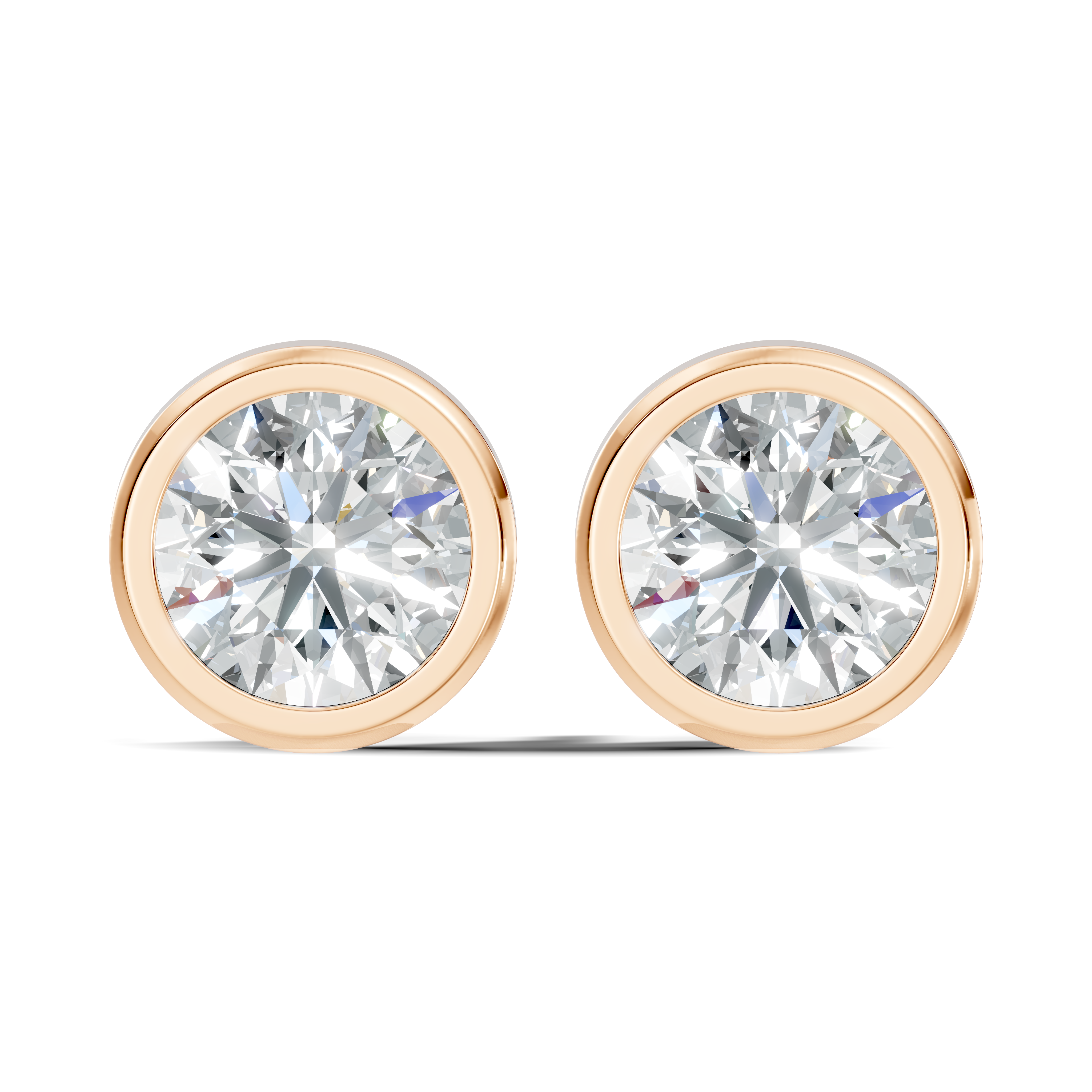 Round Diamond Bezel Set Solitaire Stud Earrings (0.80 TCW)