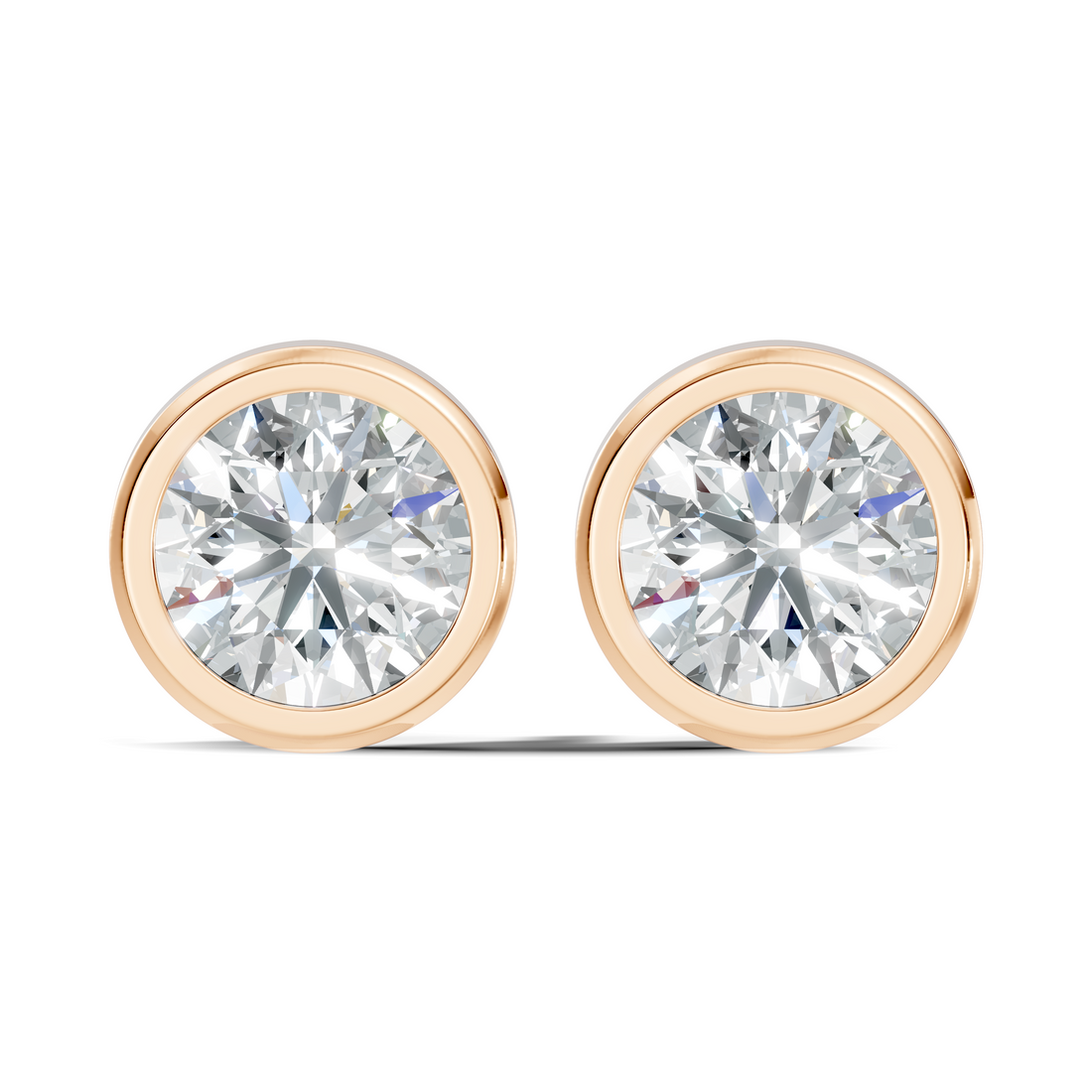 Round Diamond Bezel Set Solitaire Stud Earrings (0.80 TCW)