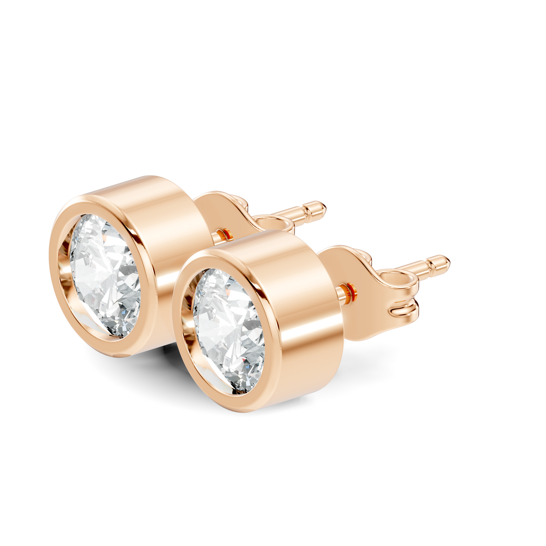 Round Diamond Bezel Set Solitaire Stud Earrings (0.80 TCW)