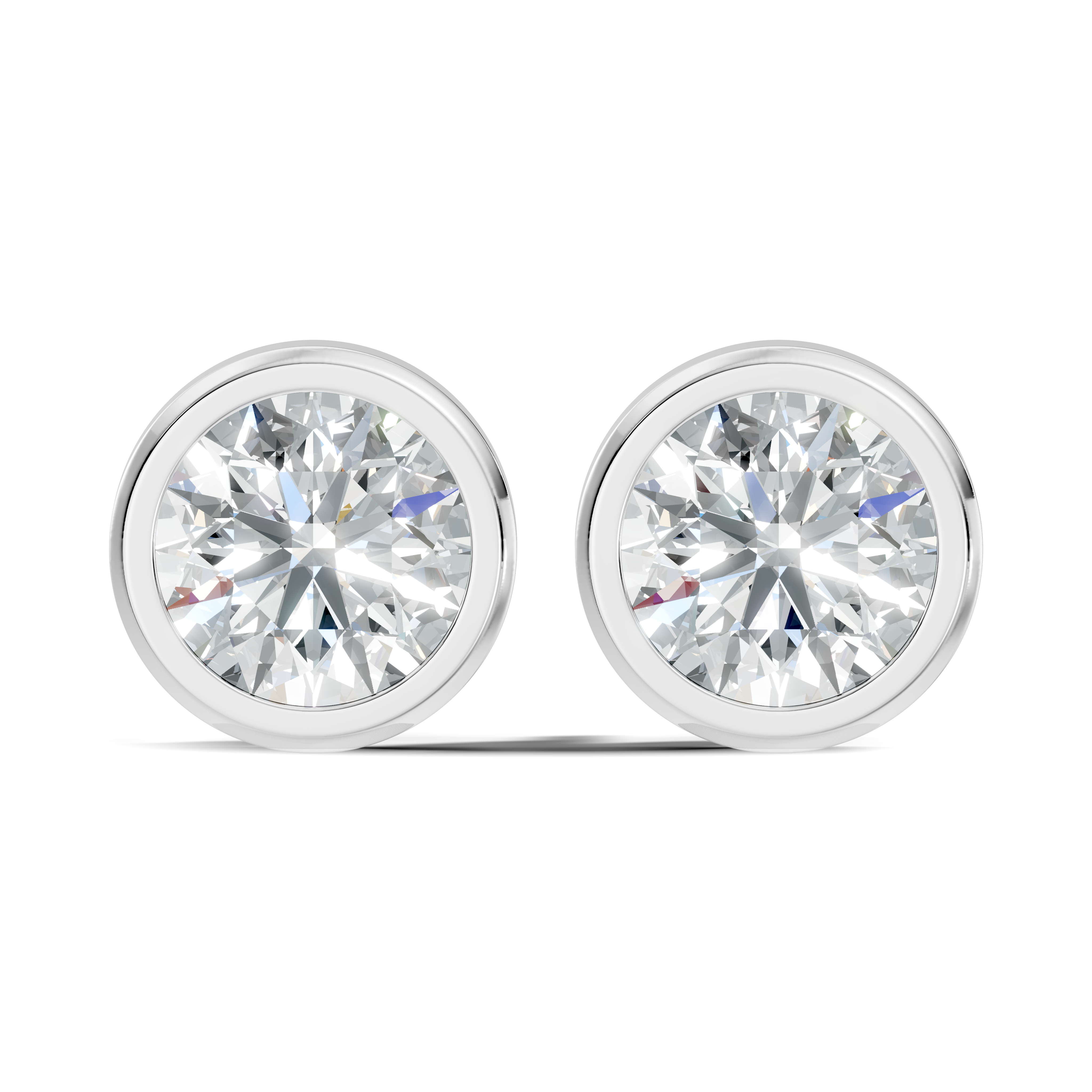 Round Diamond Bezel Set Solitaire Stud Earrings (0.80 TCW)
