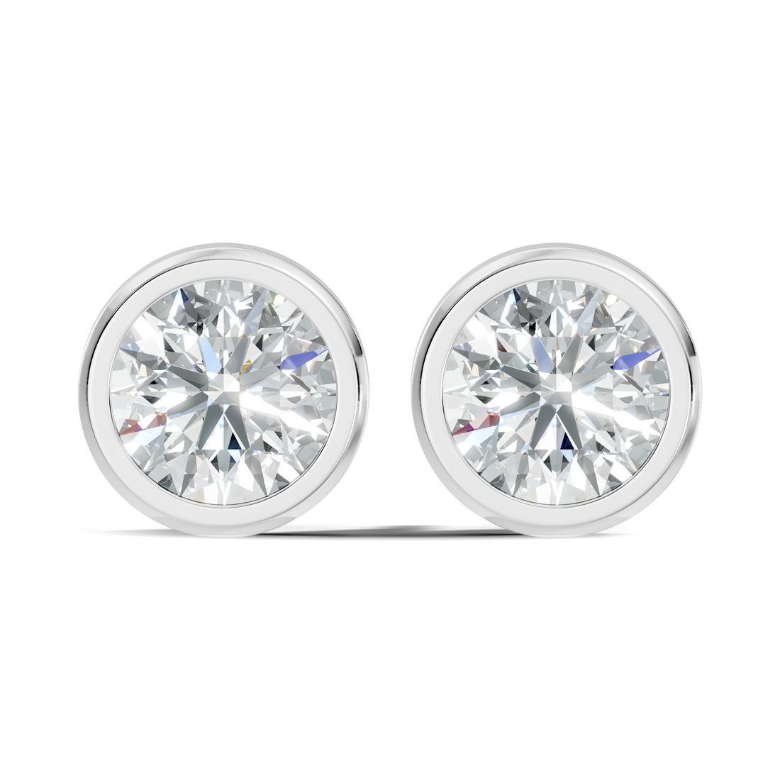Round Diamond Bezel Set Solitaire Stud Earrings (0.80 TCW)