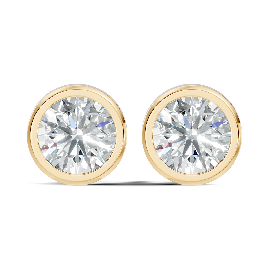 Round Diamond Bezel Set Solitaire Stud Earrings (0.80 TCW)