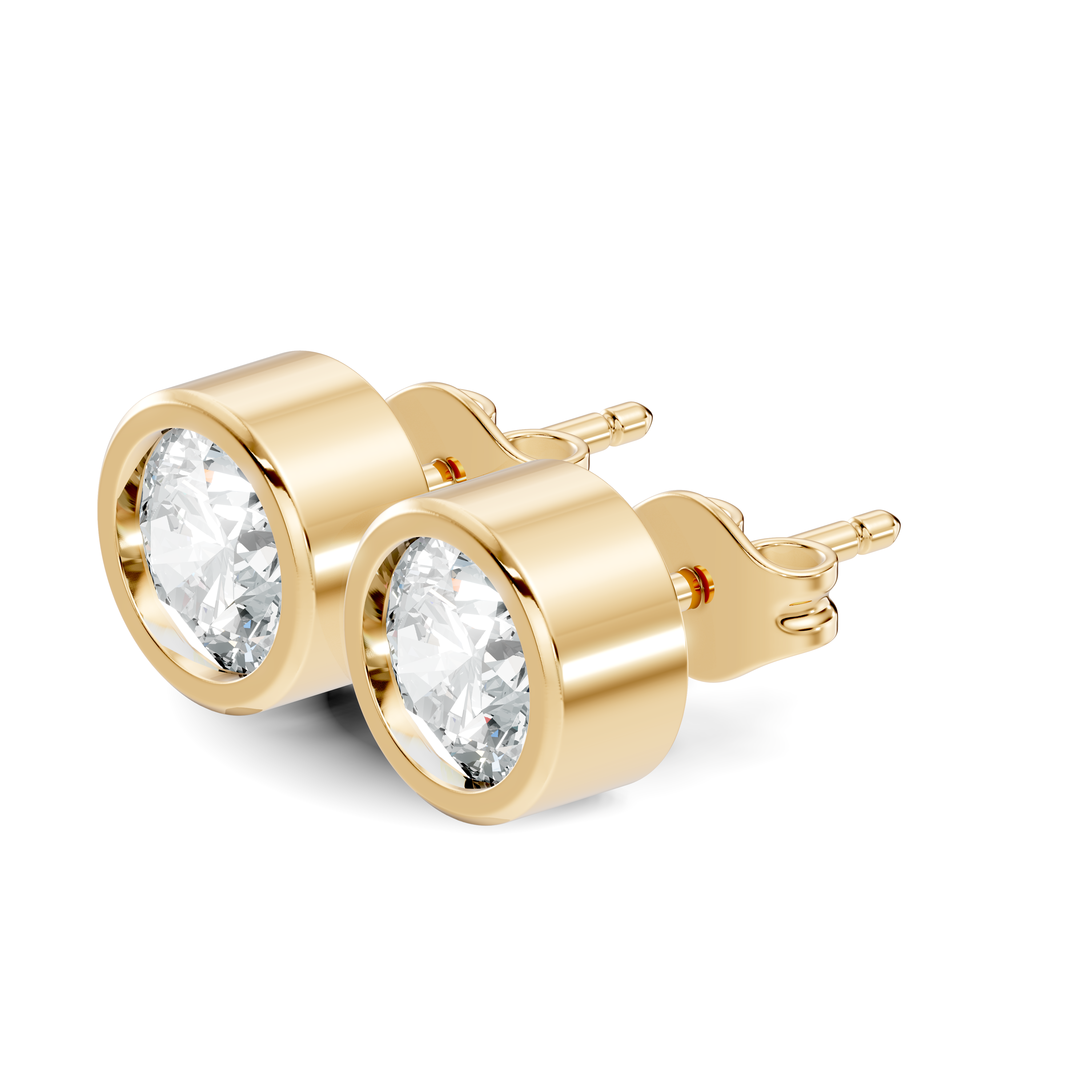 Round Diamond Bezel Set Solitaire Stud Earrings (0.80 TCW)
