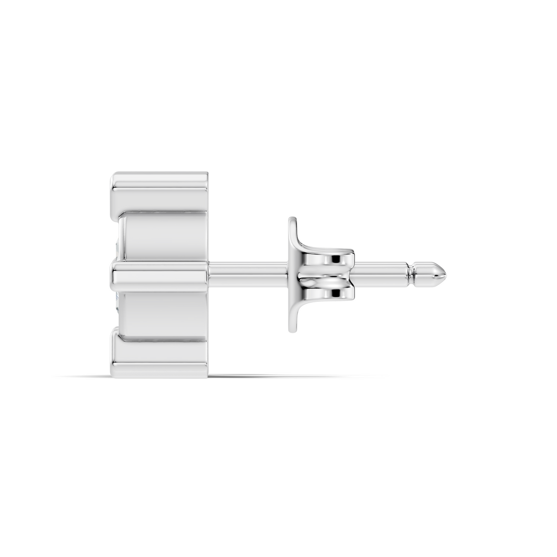 Round Diamond 6-Prong Sunburst Solitaire Stud