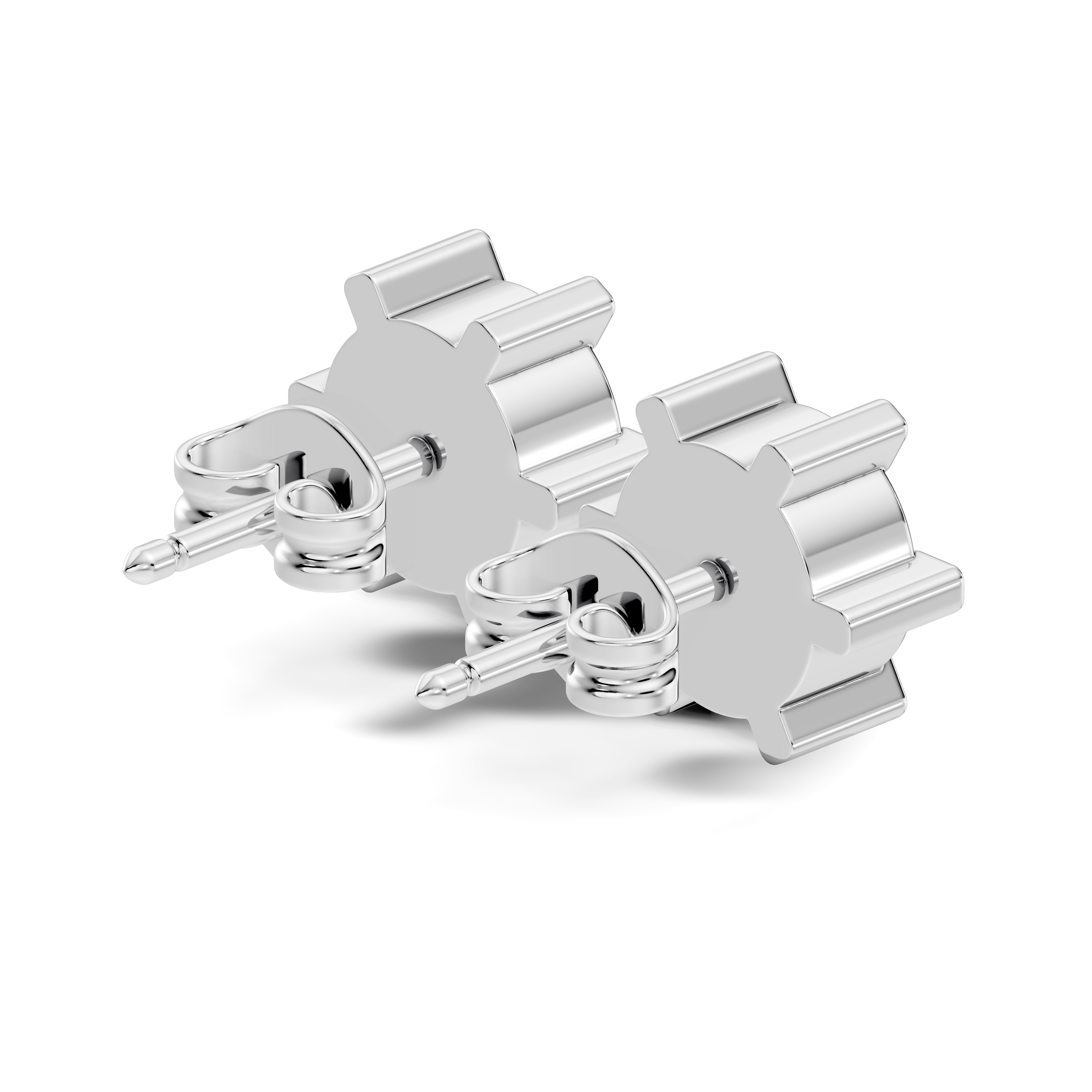 Round Diamond 6-Prong Sunburst Solitaire Stud