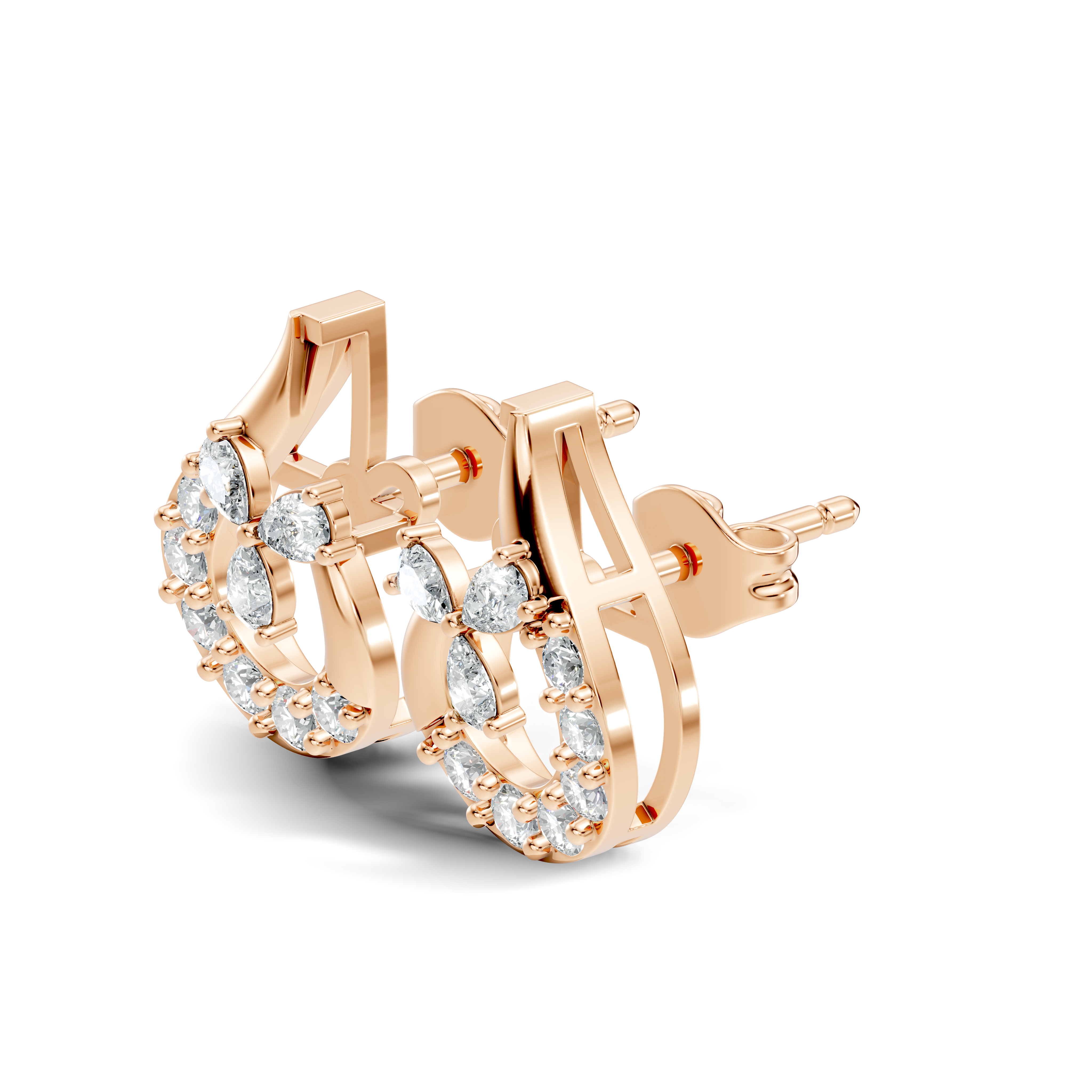 Pear & Round Diamond Teardrop Floral Cluster Stud