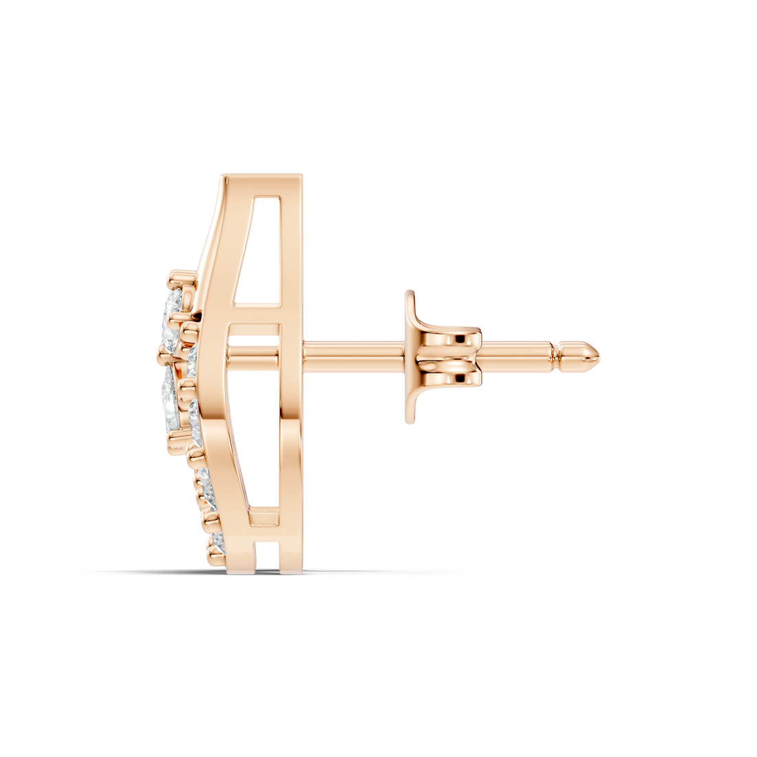 Pear & Round Diamond Teardrop Floral Cluster Stud