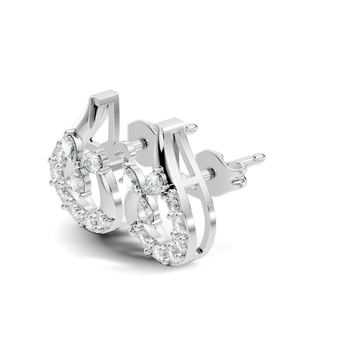 Pear & Round Diamond Teardrop Floral Cluster Stud