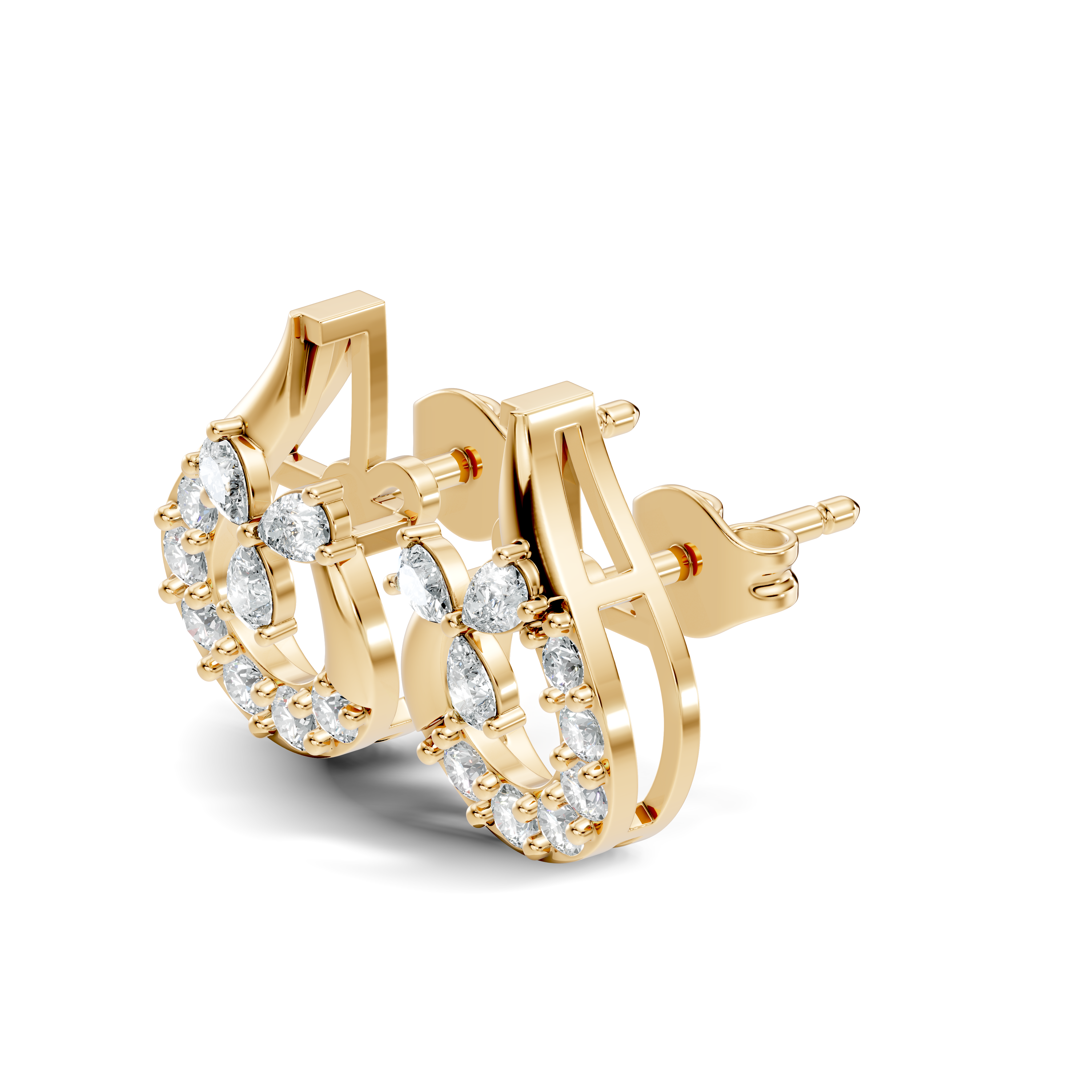 Pear & Round Diamond Teardrop Floral Cluster Stud