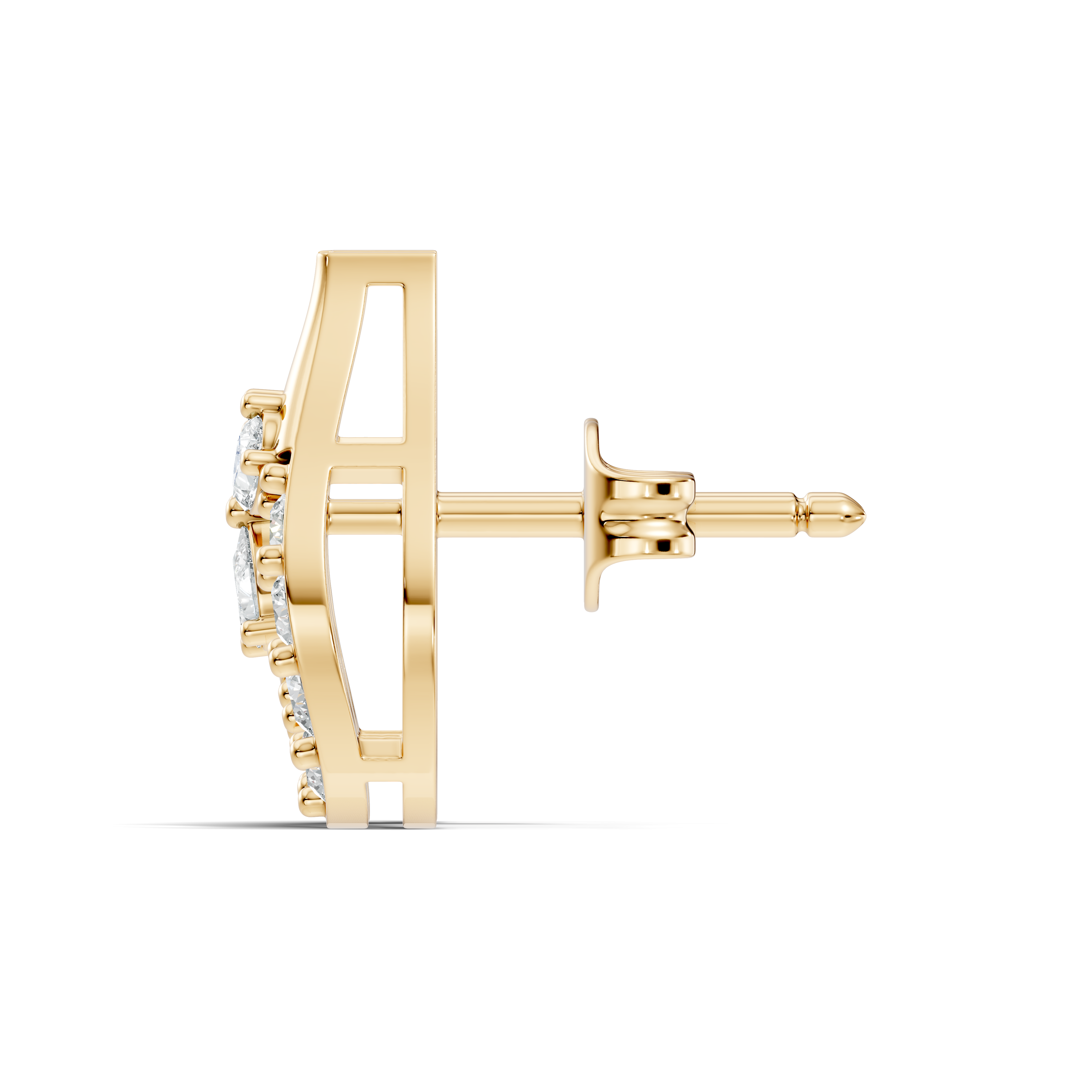 Pear & Round Diamond Teardrop Floral Cluster Stud