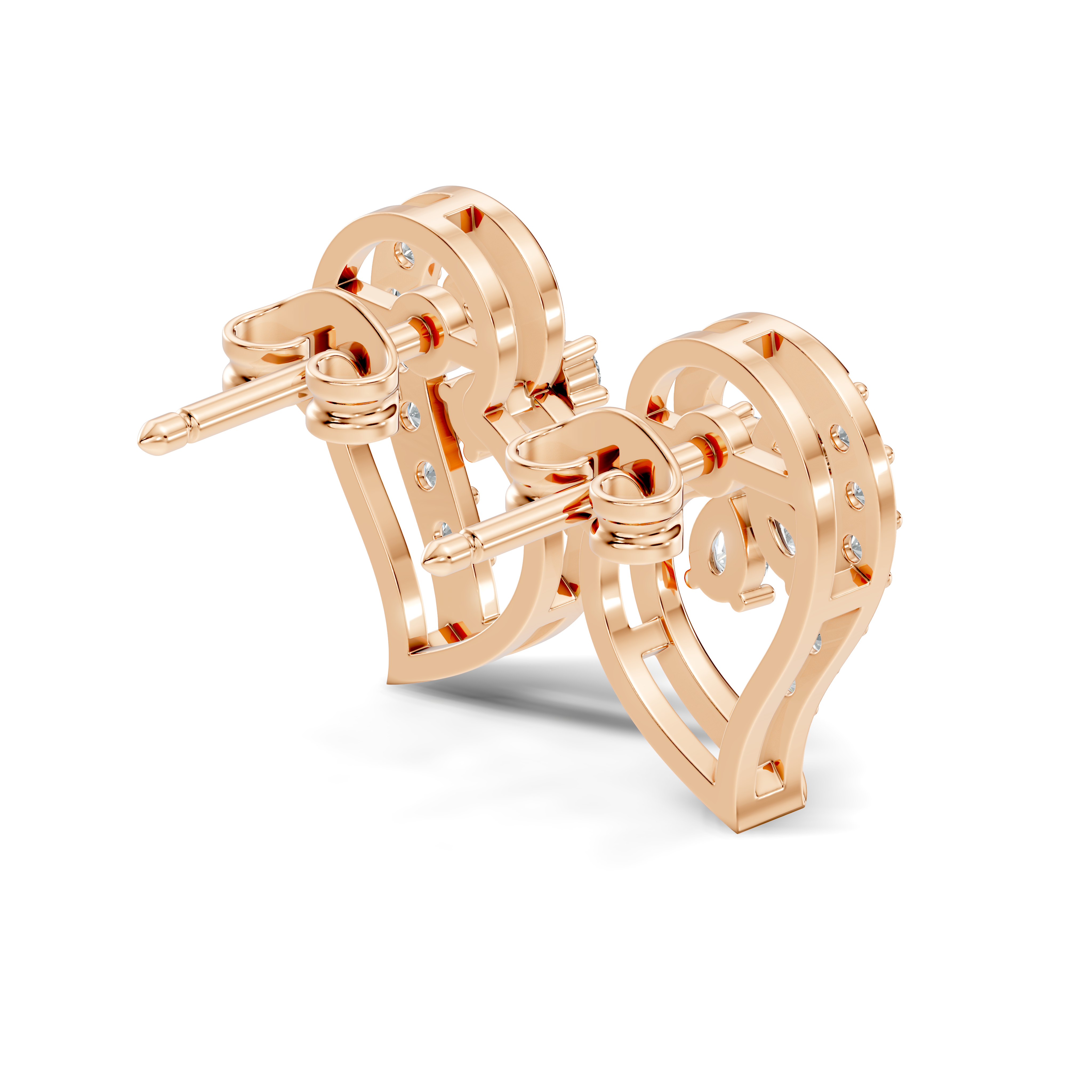 Pear & Round Diamond Paisley Floral Cluster Stud