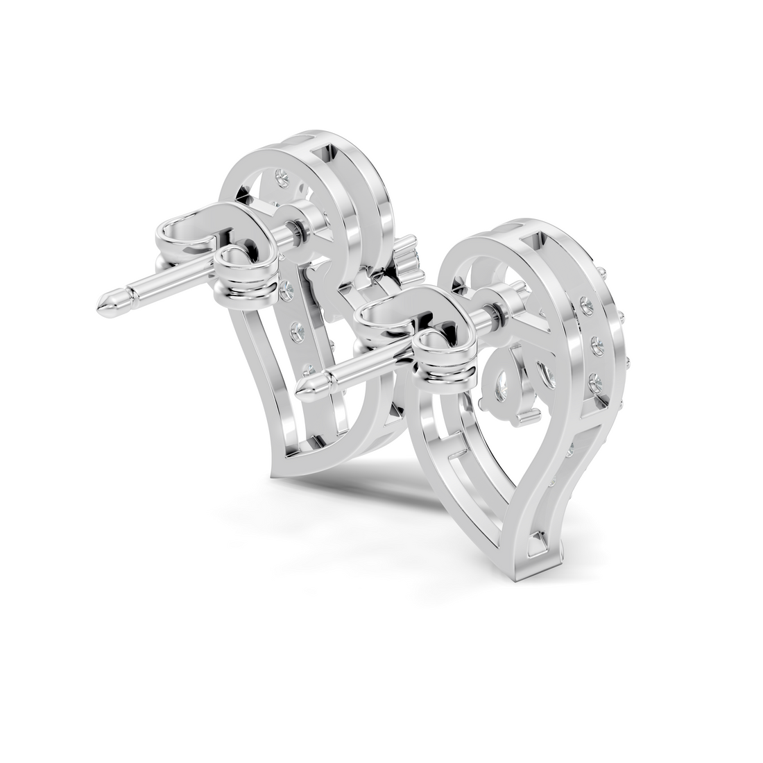 Pear & Round Diamond Paisley Floral Cluster Stud