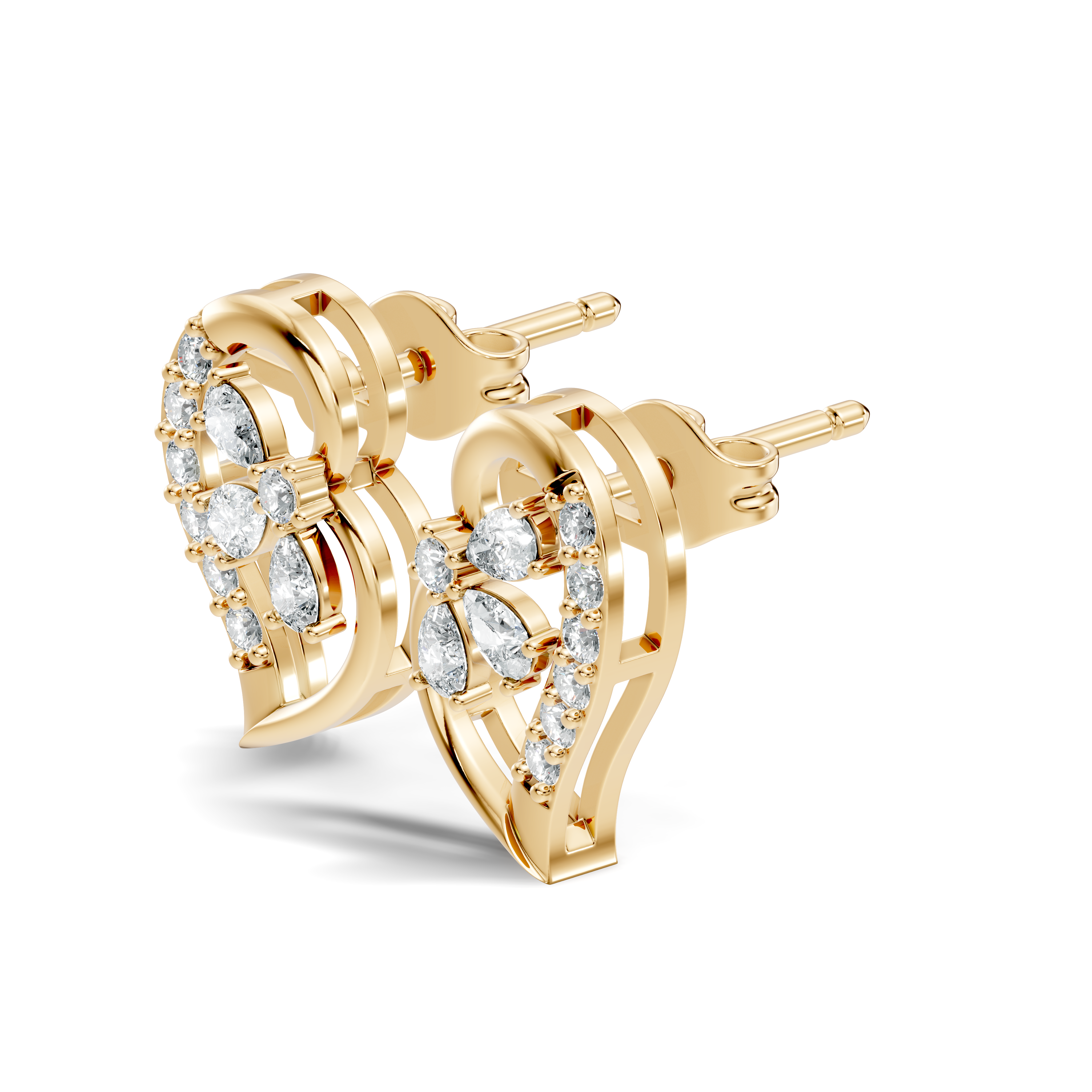 Pear & Round Diamond Paisley Floral Cluster Stud