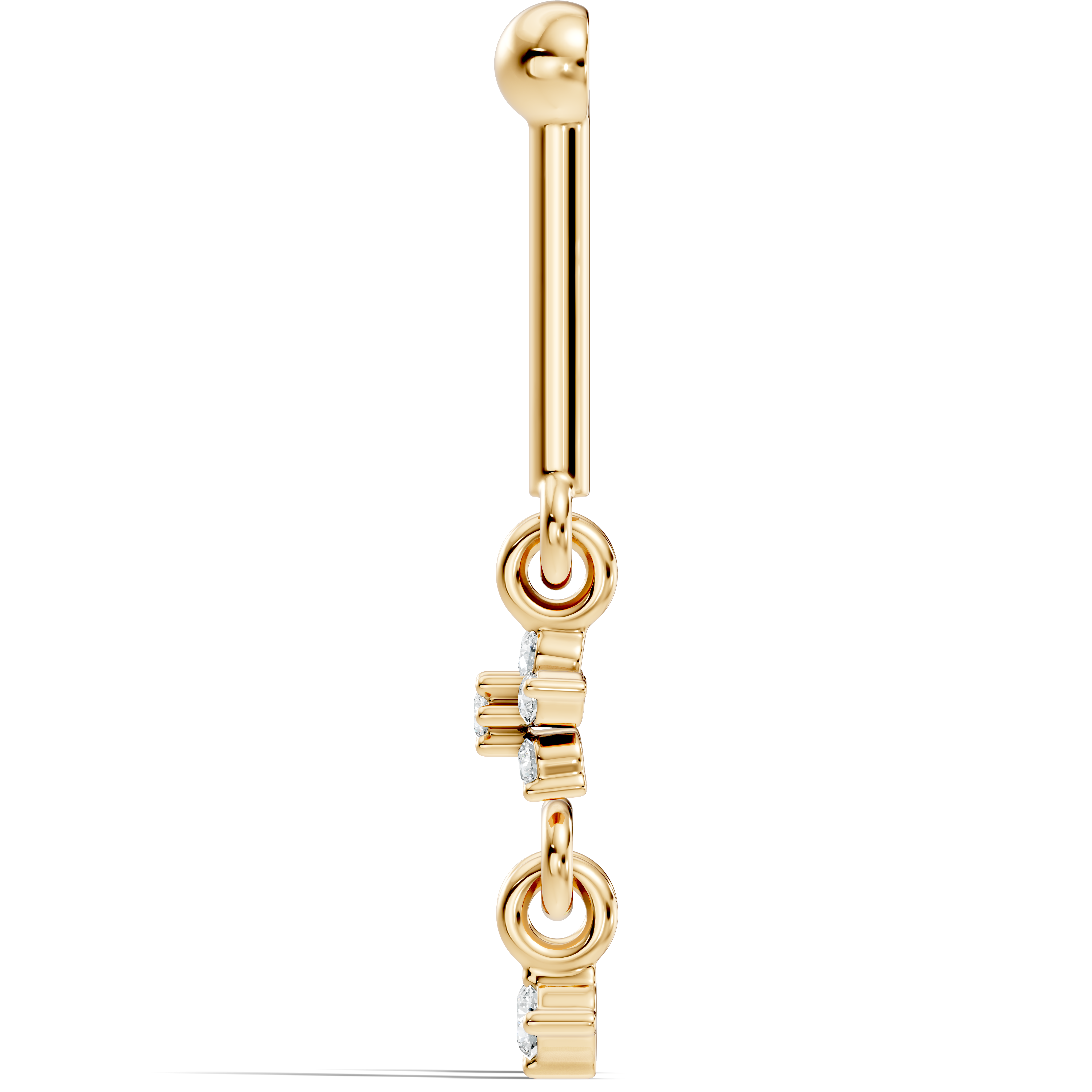 Round Diamond Bar & Floral Drop Earrings