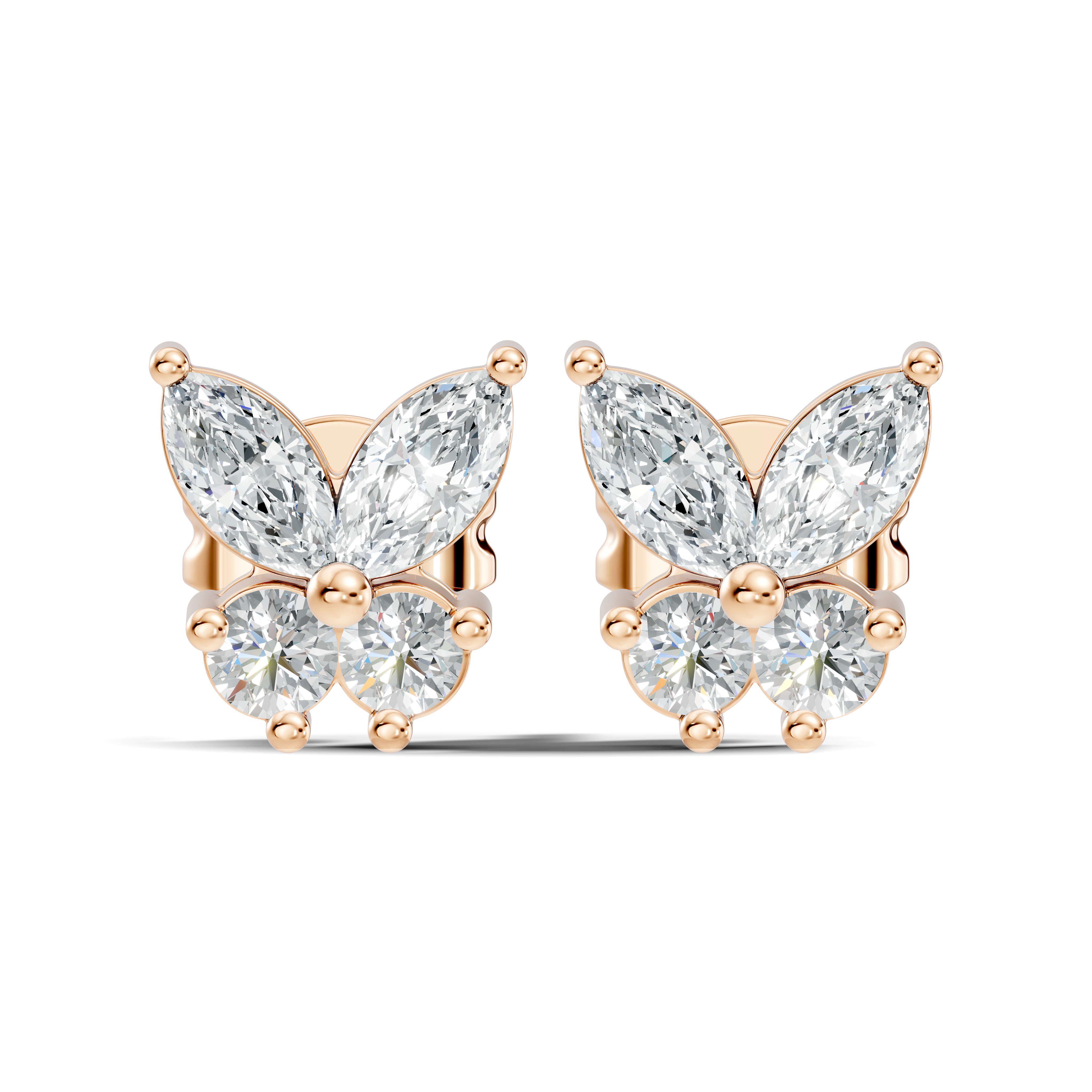 Marquise & Round Diamond Butterfly Stud
