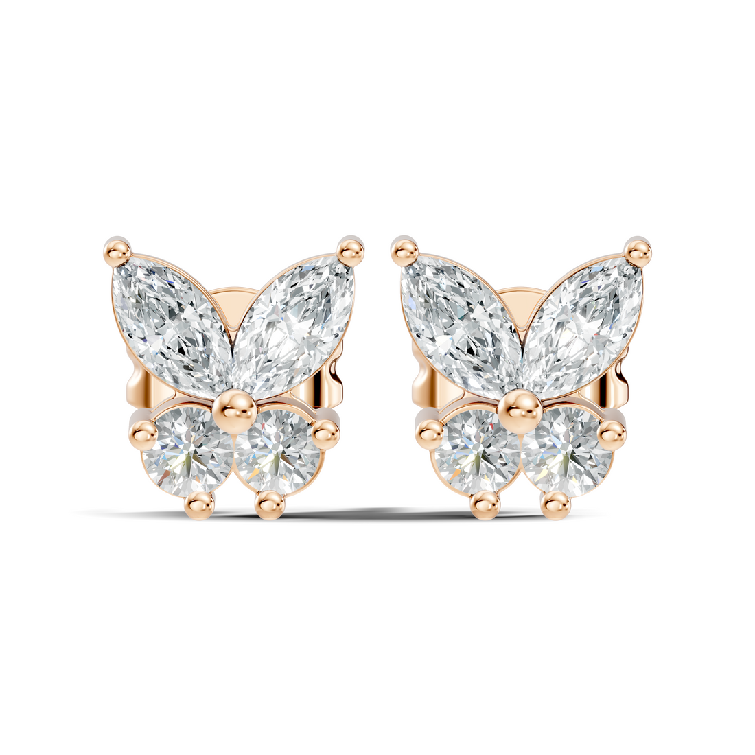Marquise & Round Diamond Butterfly Stud