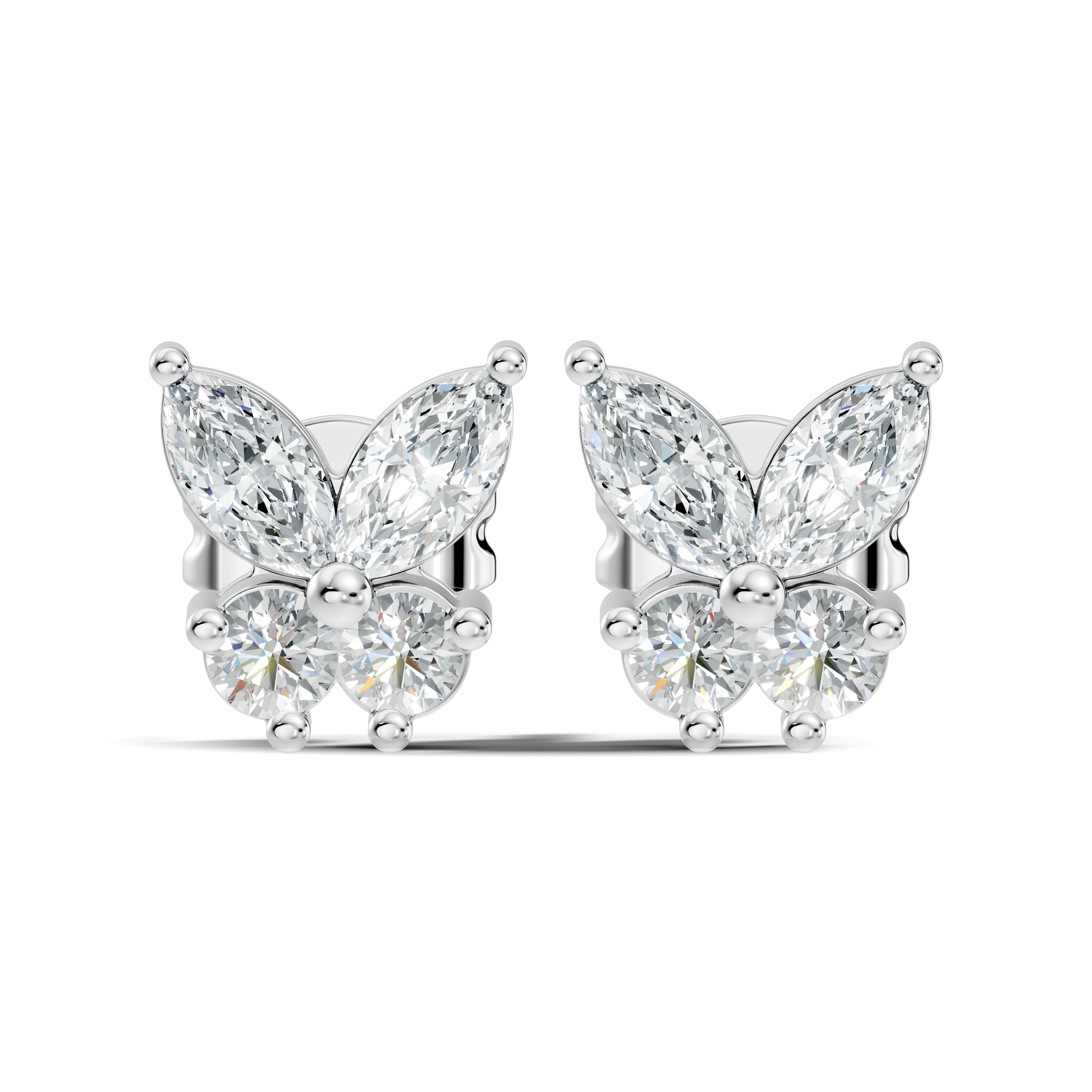 Marquise & Round Diamond Butterfly Stud