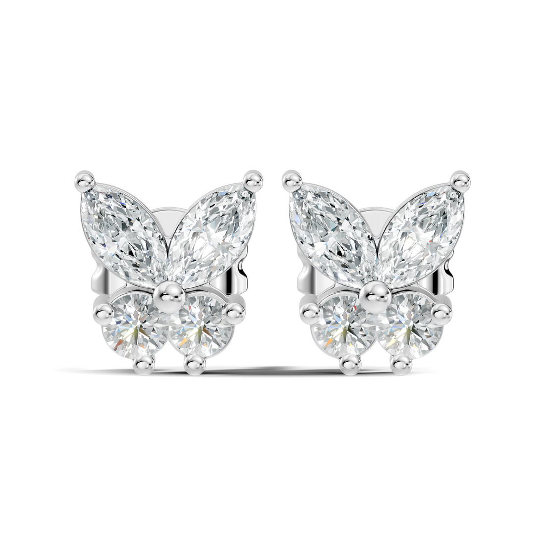 Marquise & Round Diamond Butterfly Stud