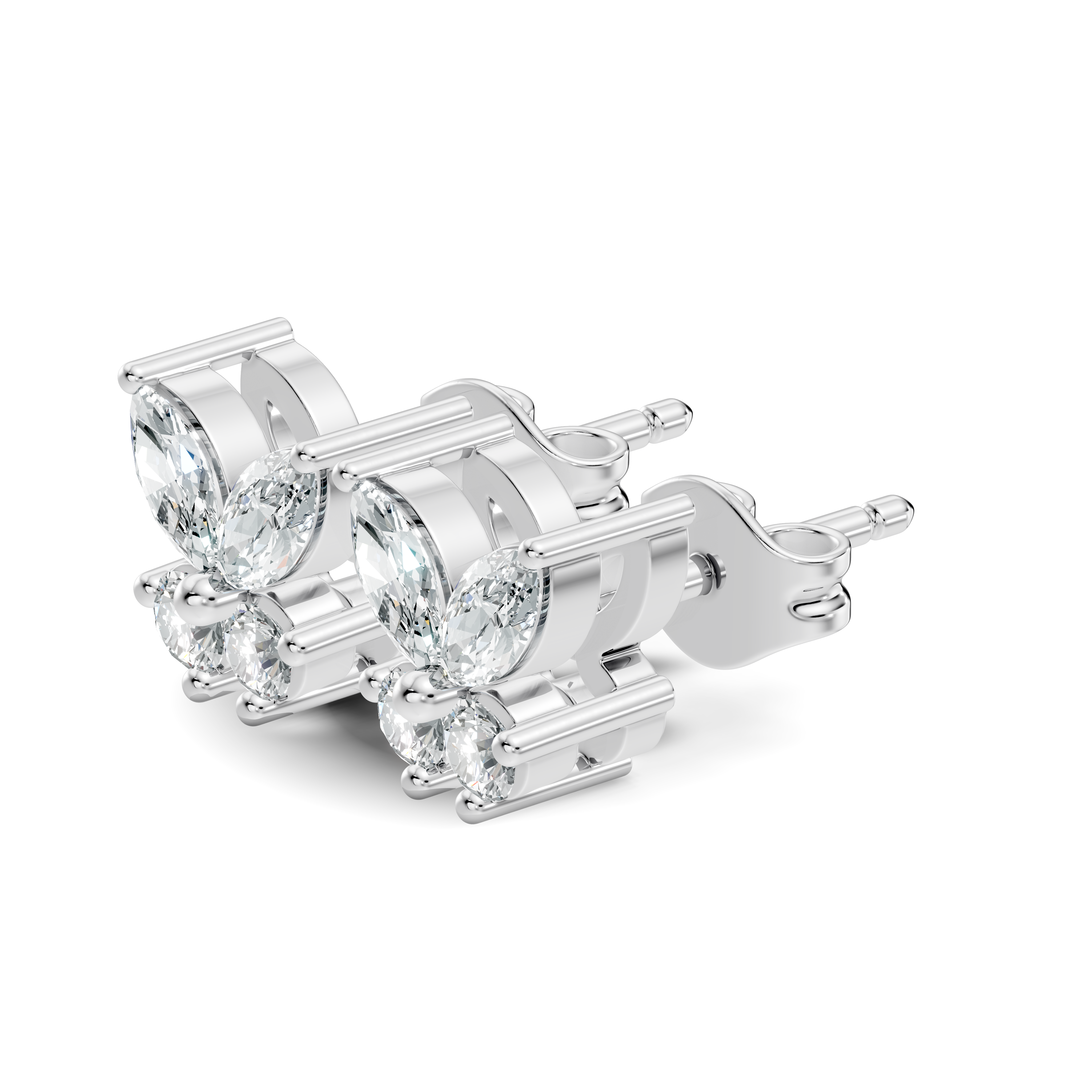 Marquise & Round Diamond Butterfly Stud