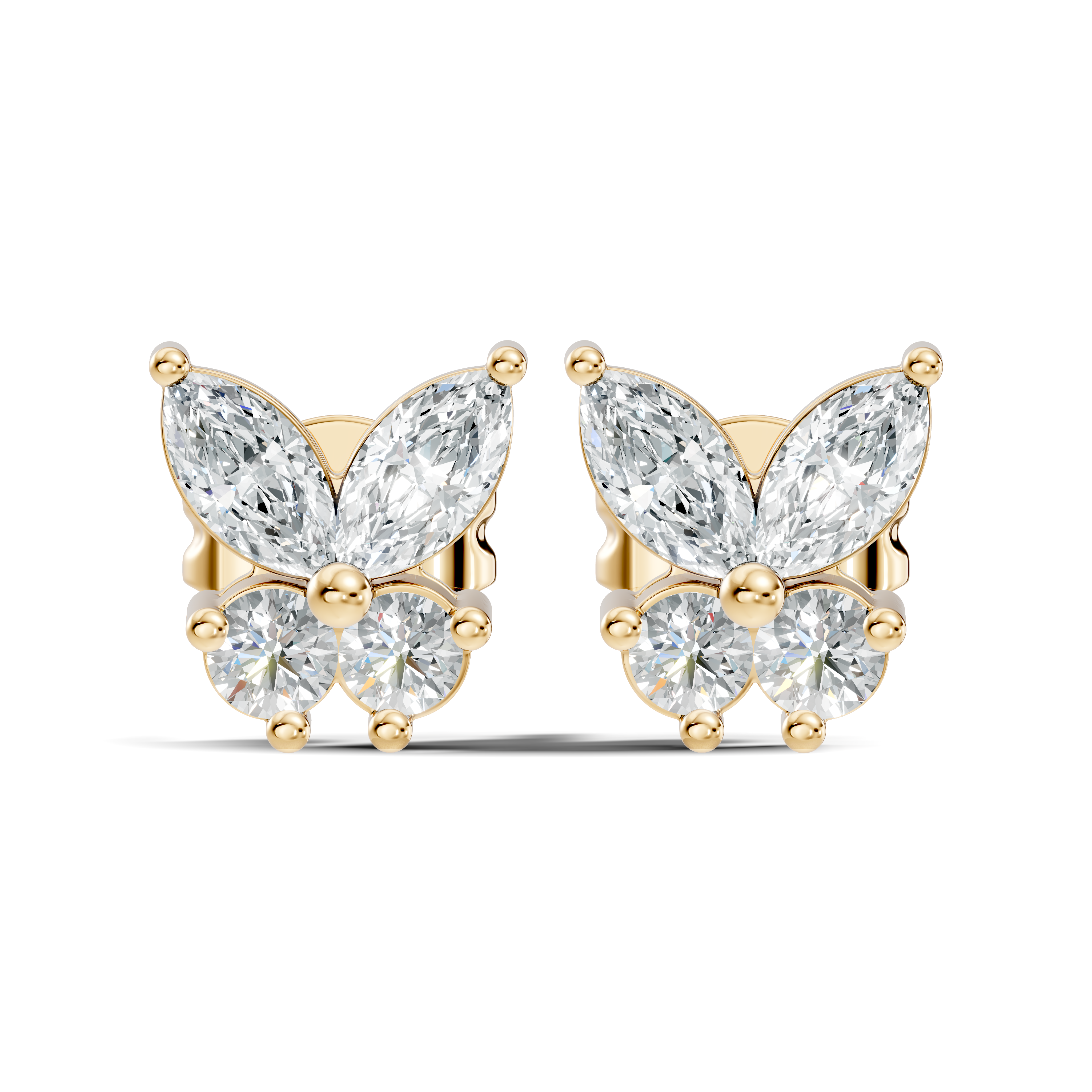 Marquise & Round Diamond Butterfly Stud