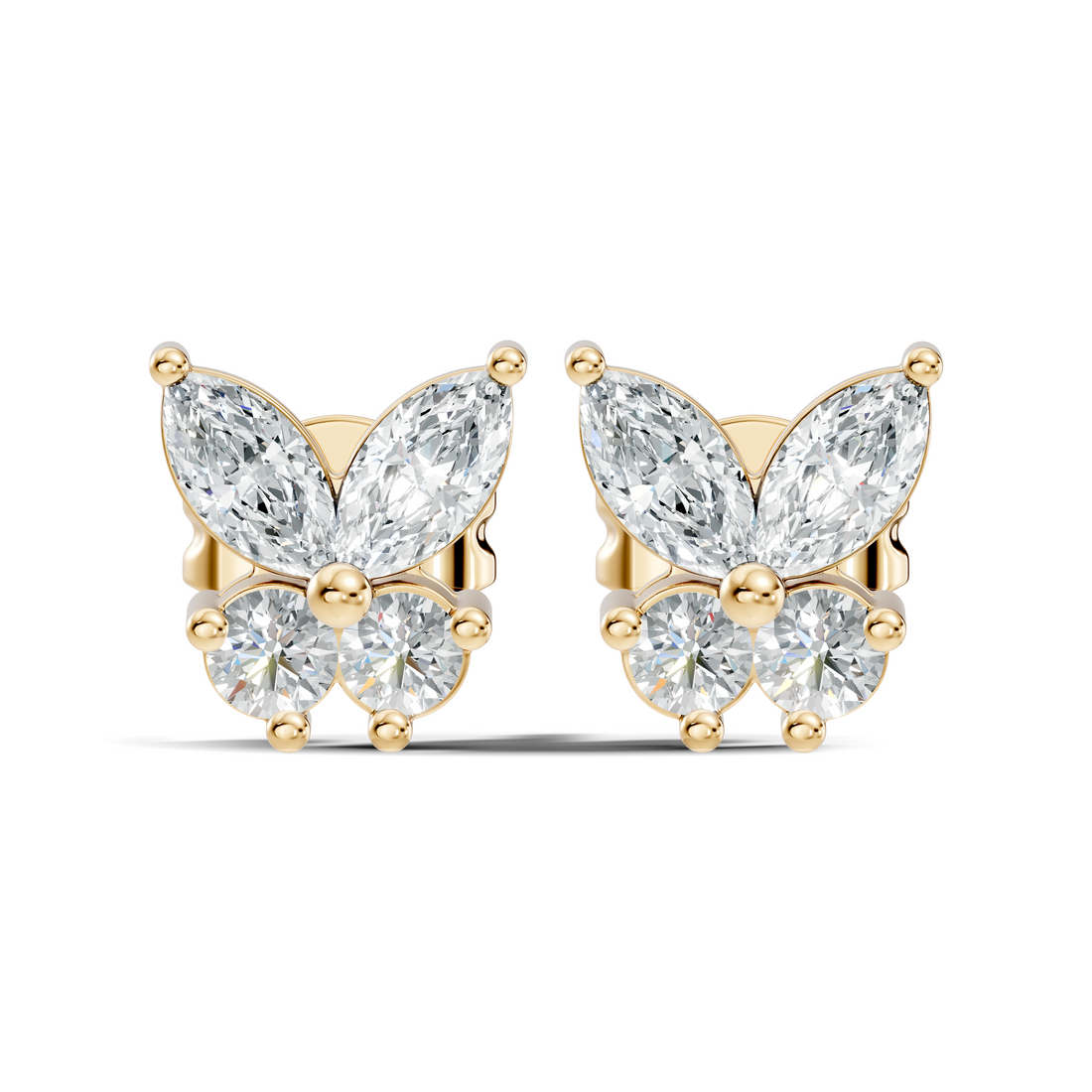Marquise & Round Diamond Butterfly Stud