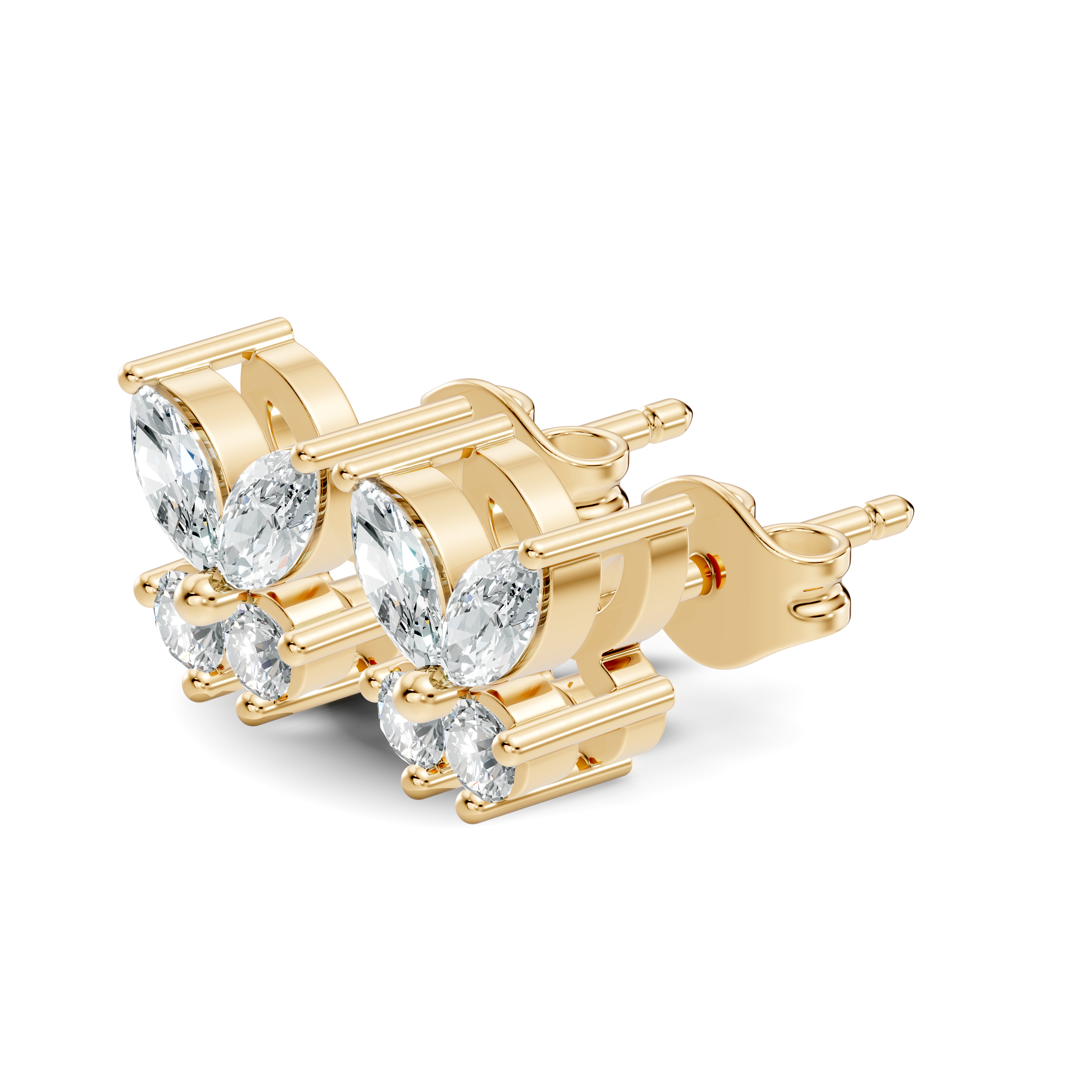 Marquise & Round Diamond Butterfly Stud