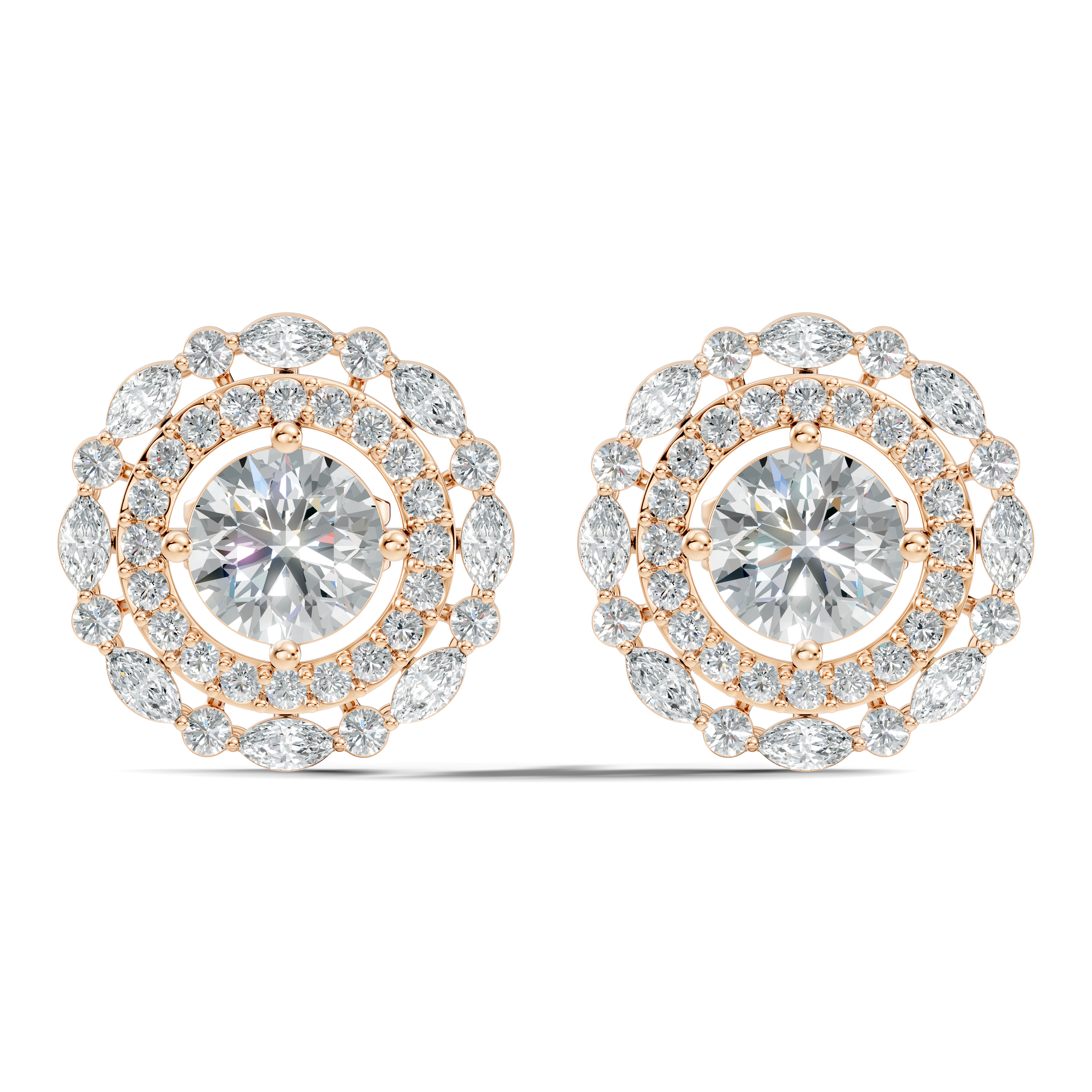 Solitaire & Double Halo Marquise Diamond Stud