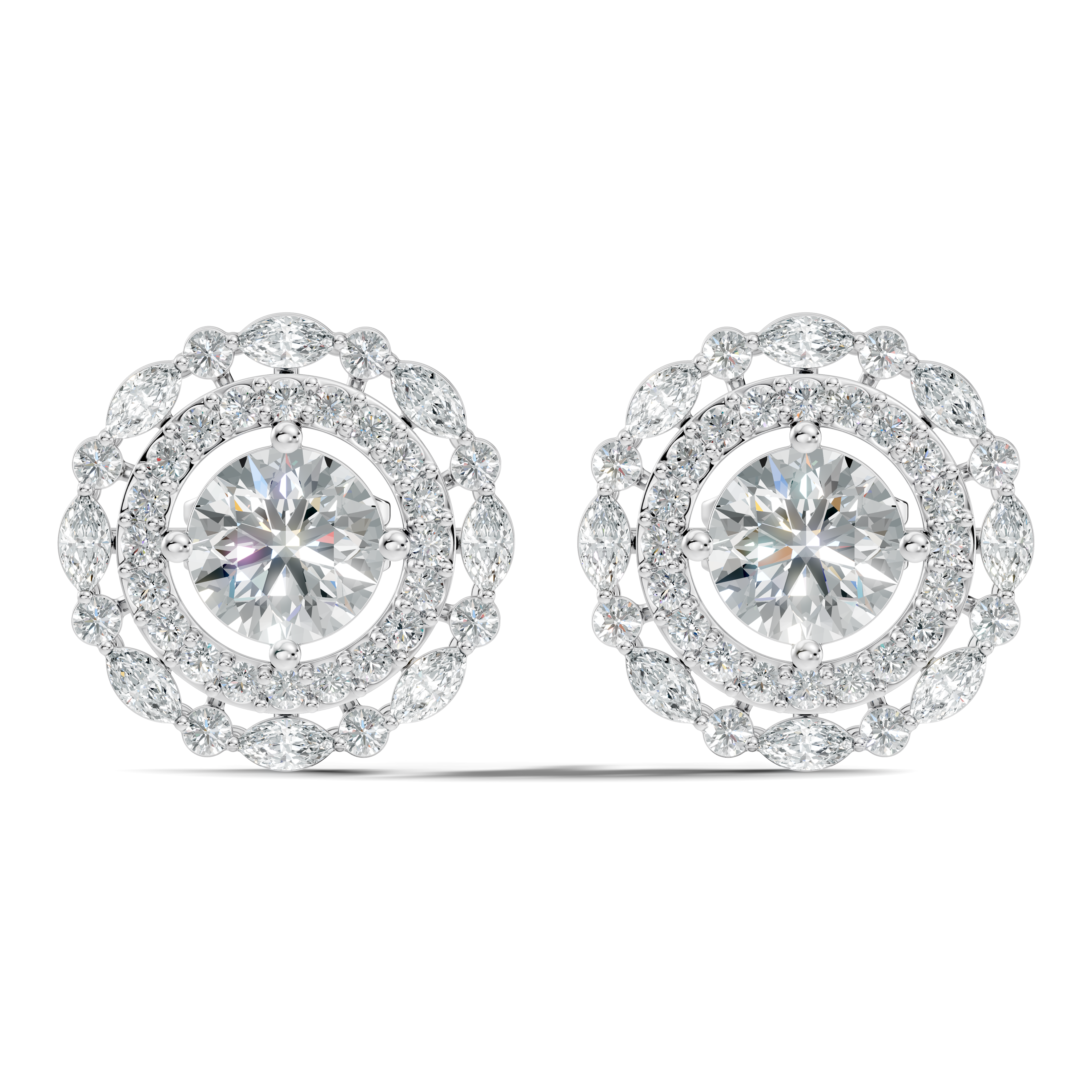 Solitaire & Double Halo Marquise Diamond Stud
